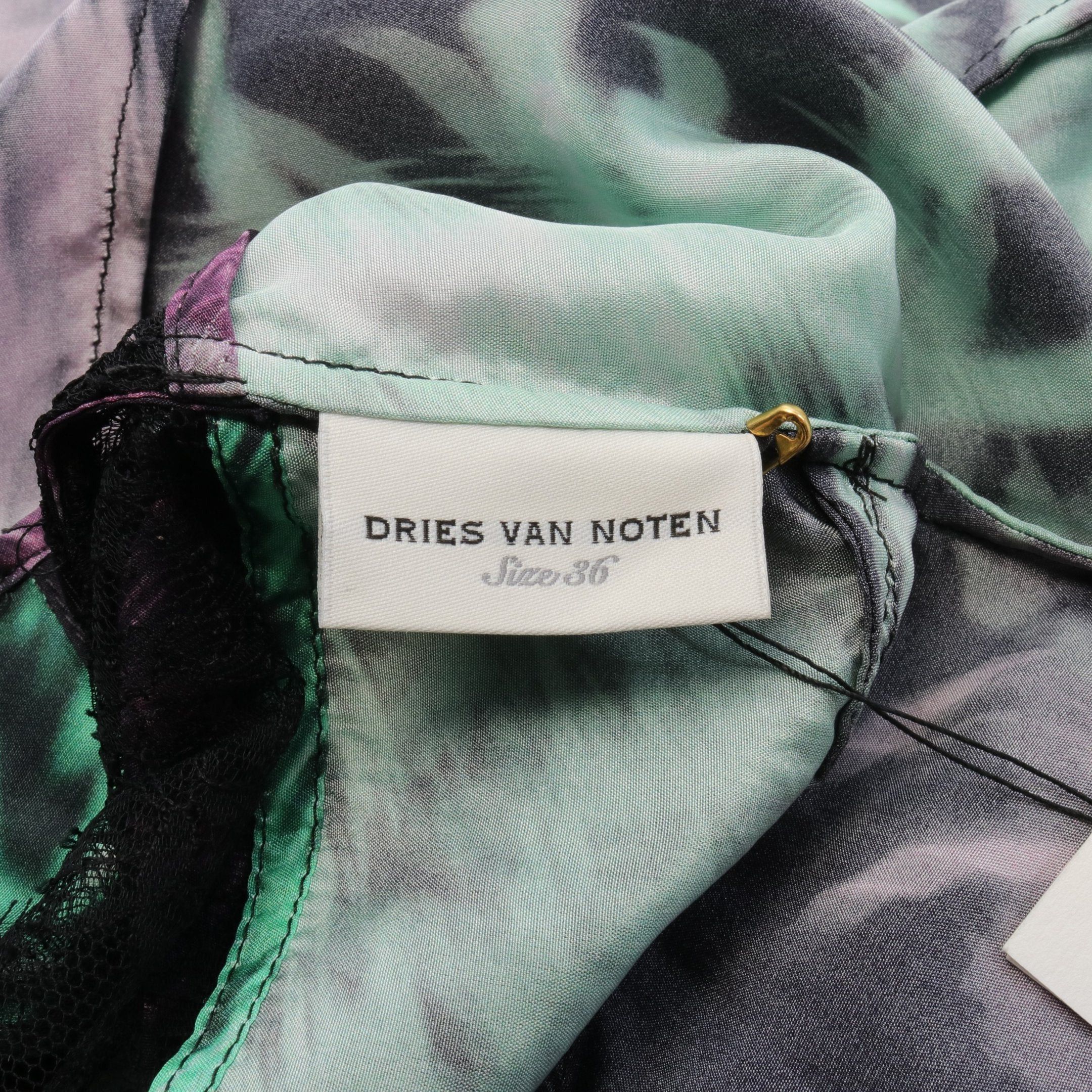 Dries Van Noten Dries Van Noten Camisole One Piece Lace Silk Black Light Green Purple Size ONE SIZE - 3 Thumbnail