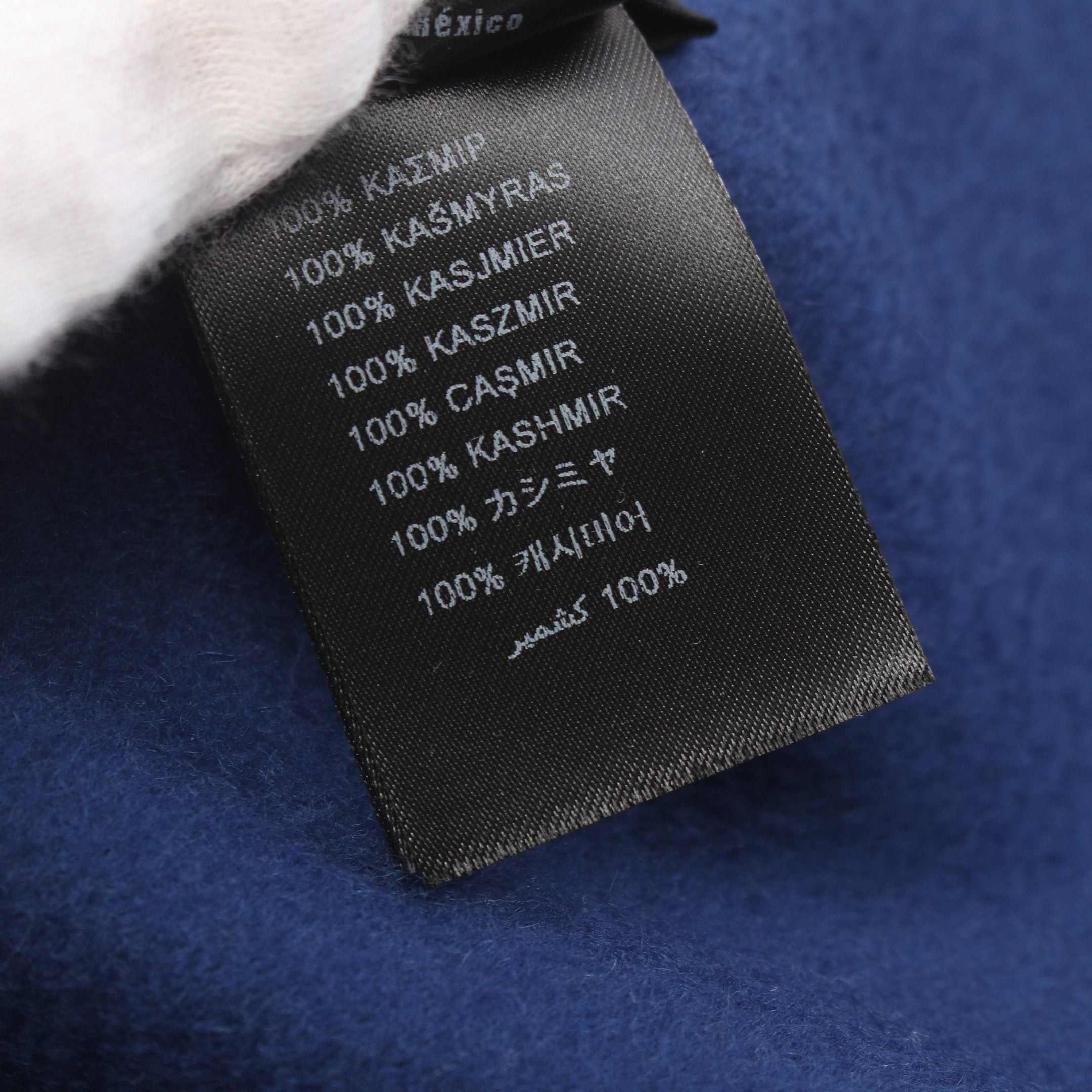 Prada Prada Scarf Logo Embroidery Cashmere Blue Size ONE SIZE - 3 Thumbnail