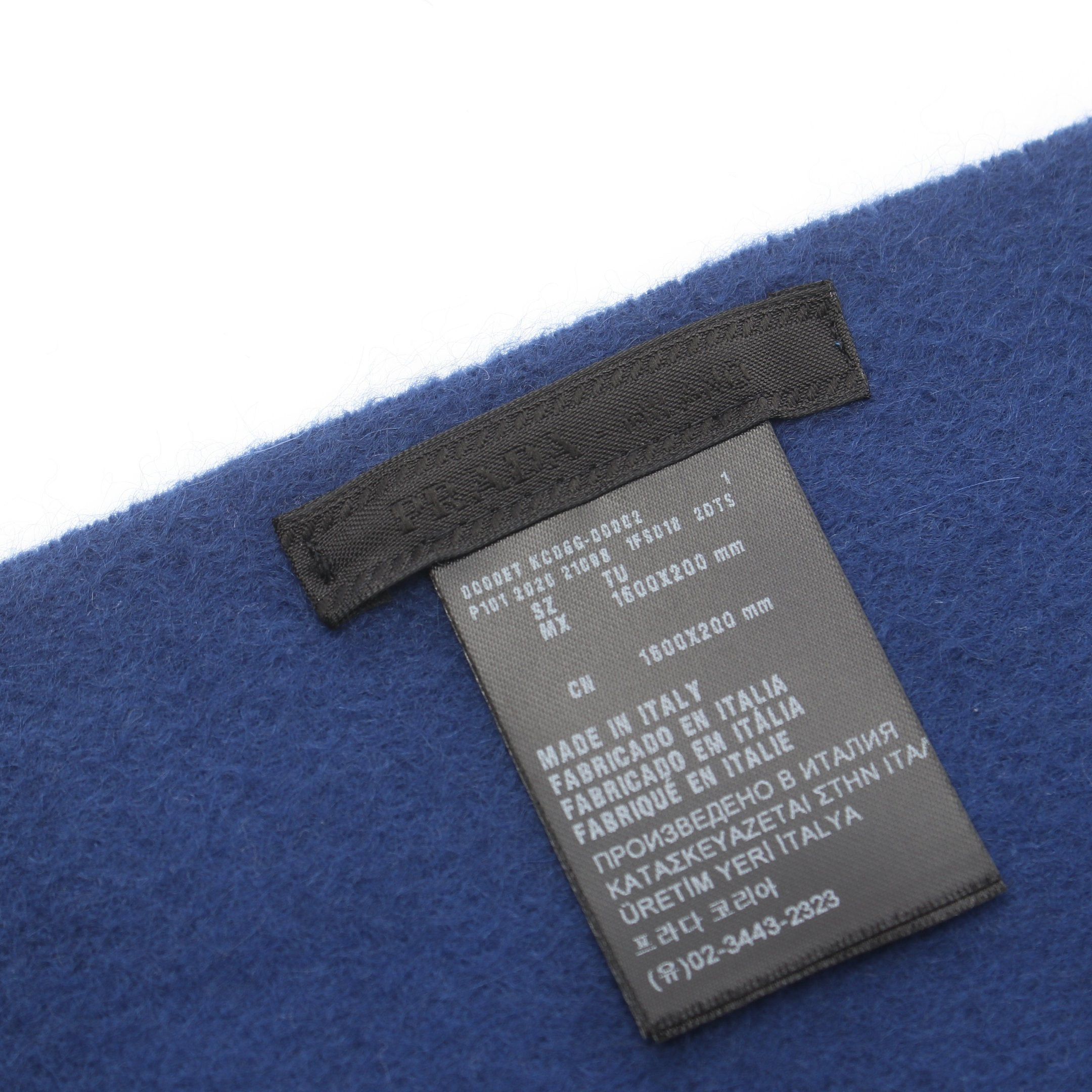Prada Prada Scarf Logo Embroidery Cashmere Blue Size ONE SIZE - 2 Thumbnail