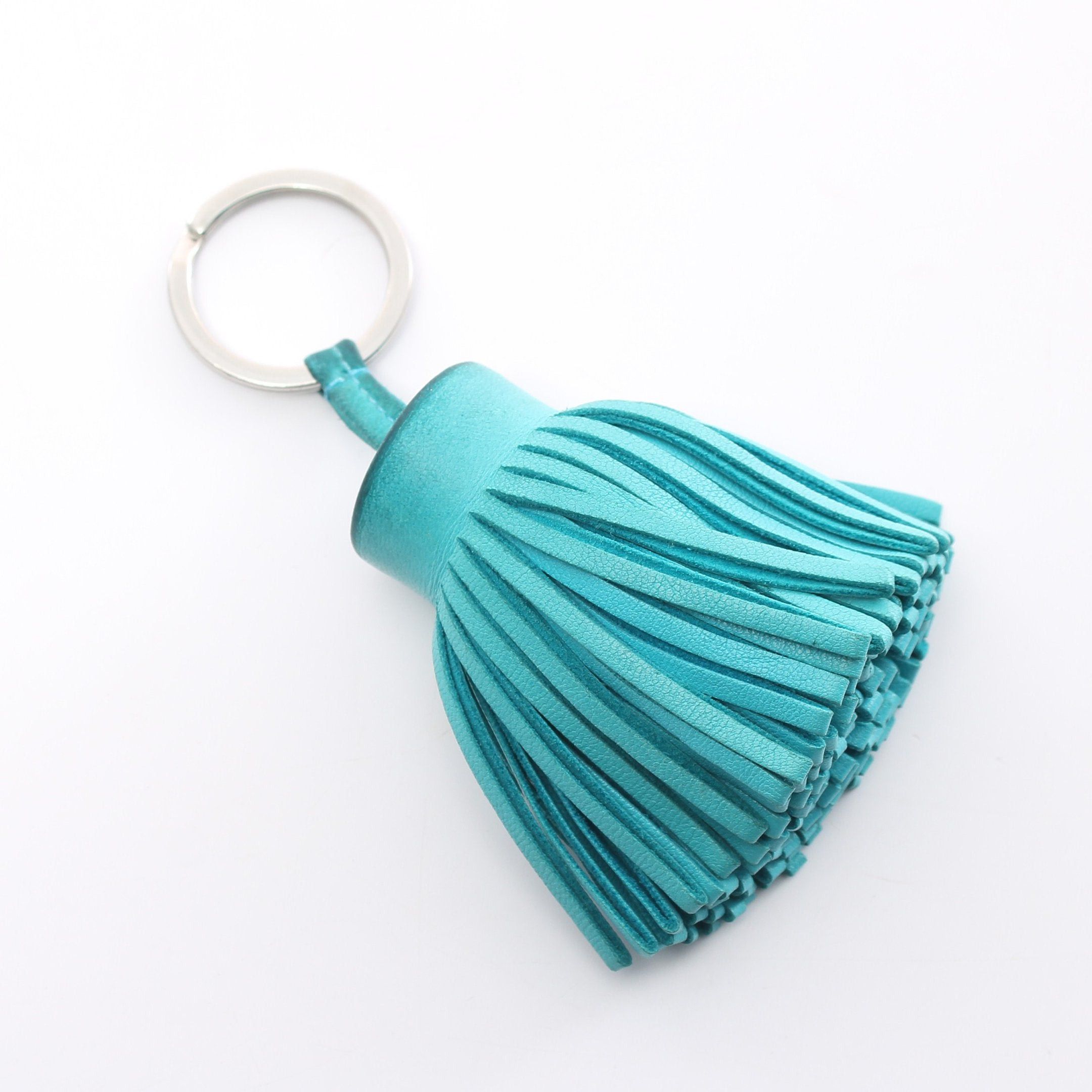 Hermes Hermes Carmen Blue Aztec Bag Charm Key Ring Aagneau Light Silver Hardware Size ONE SIZE - 2 Thumbnail