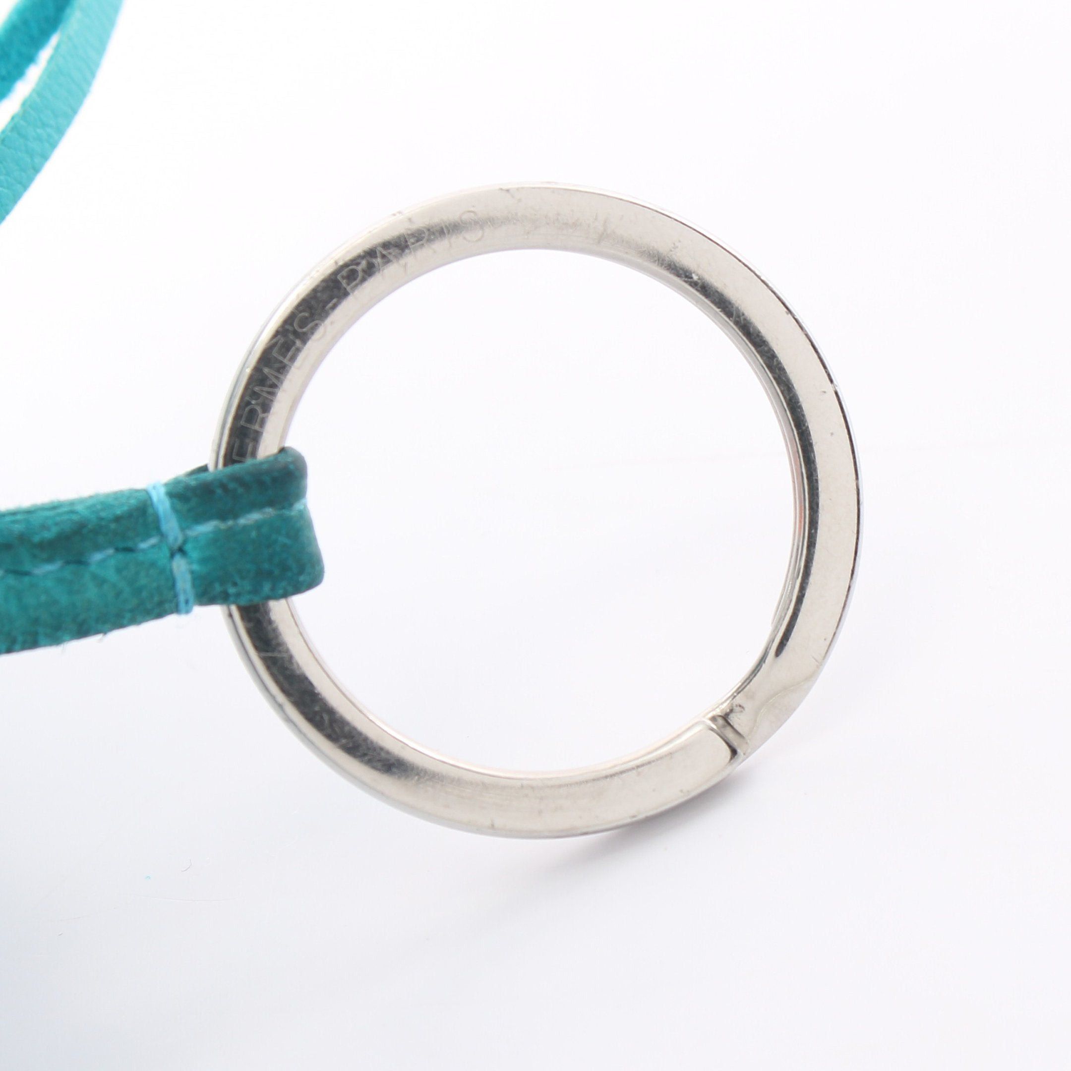 Hermes Hermes Carmen Blue Aztec Bag Charm Key Ring Aagneau Light Silver Hardware Size ONE SIZE - 7 Thumbnail