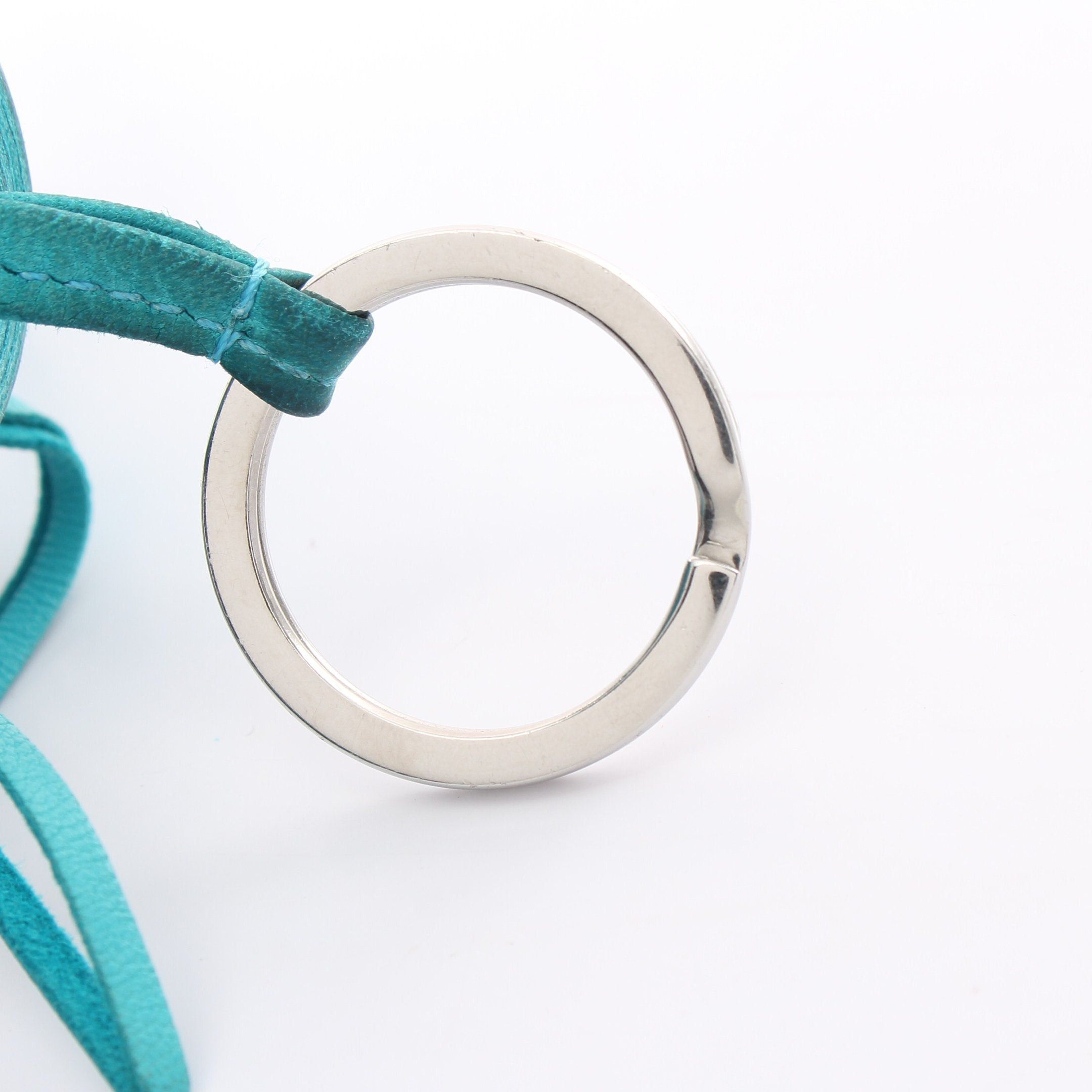 Hermes Hermes Carmen Blue Aztec Bag Charm Key Ring Aagneau Light Silver Hardware Size ONE SIZE - 6 Thumbnail