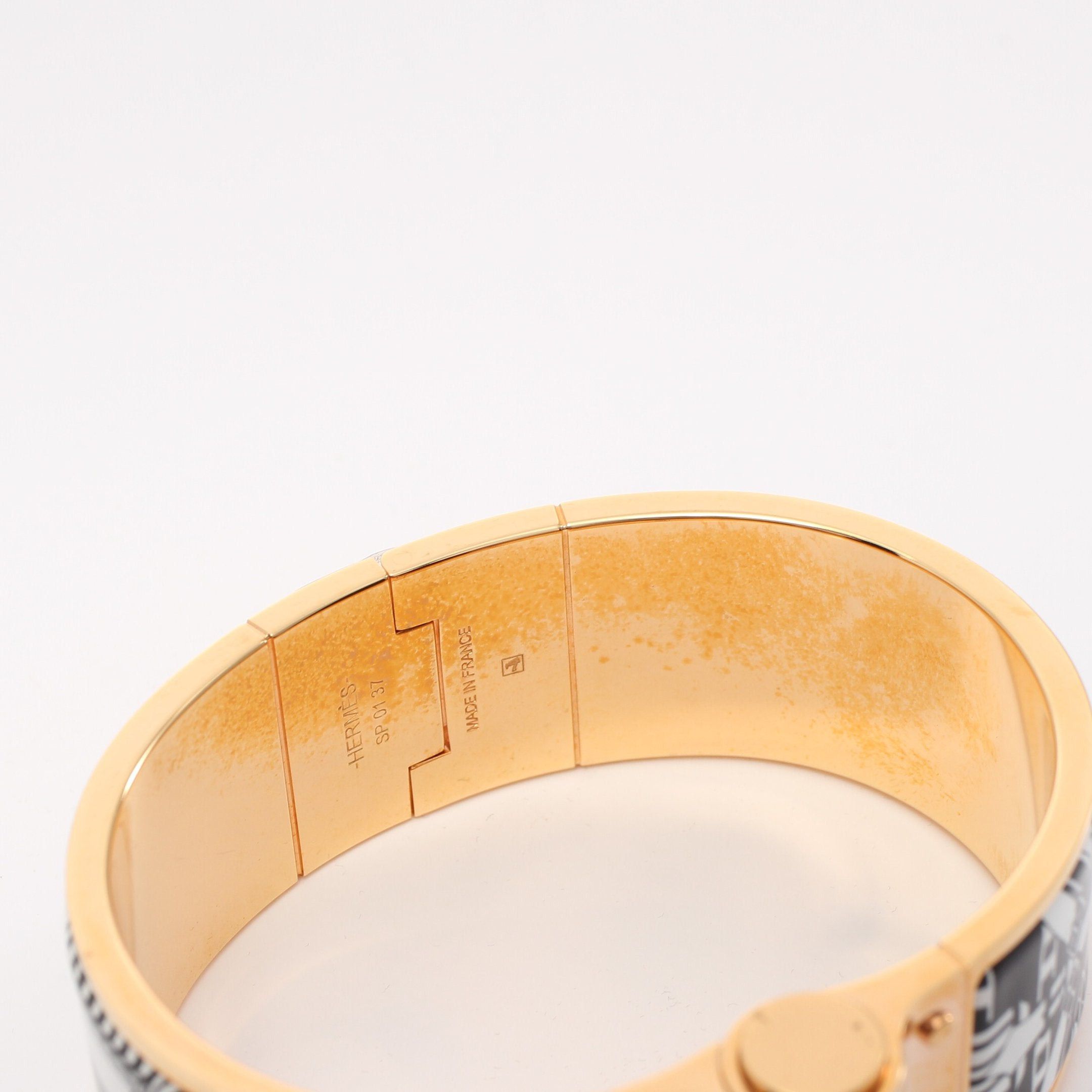 Hermes Hermes Charnier Gm Bangle Gp Enamel Gold Black White Size ONE SIZE - 7 Thumbnail