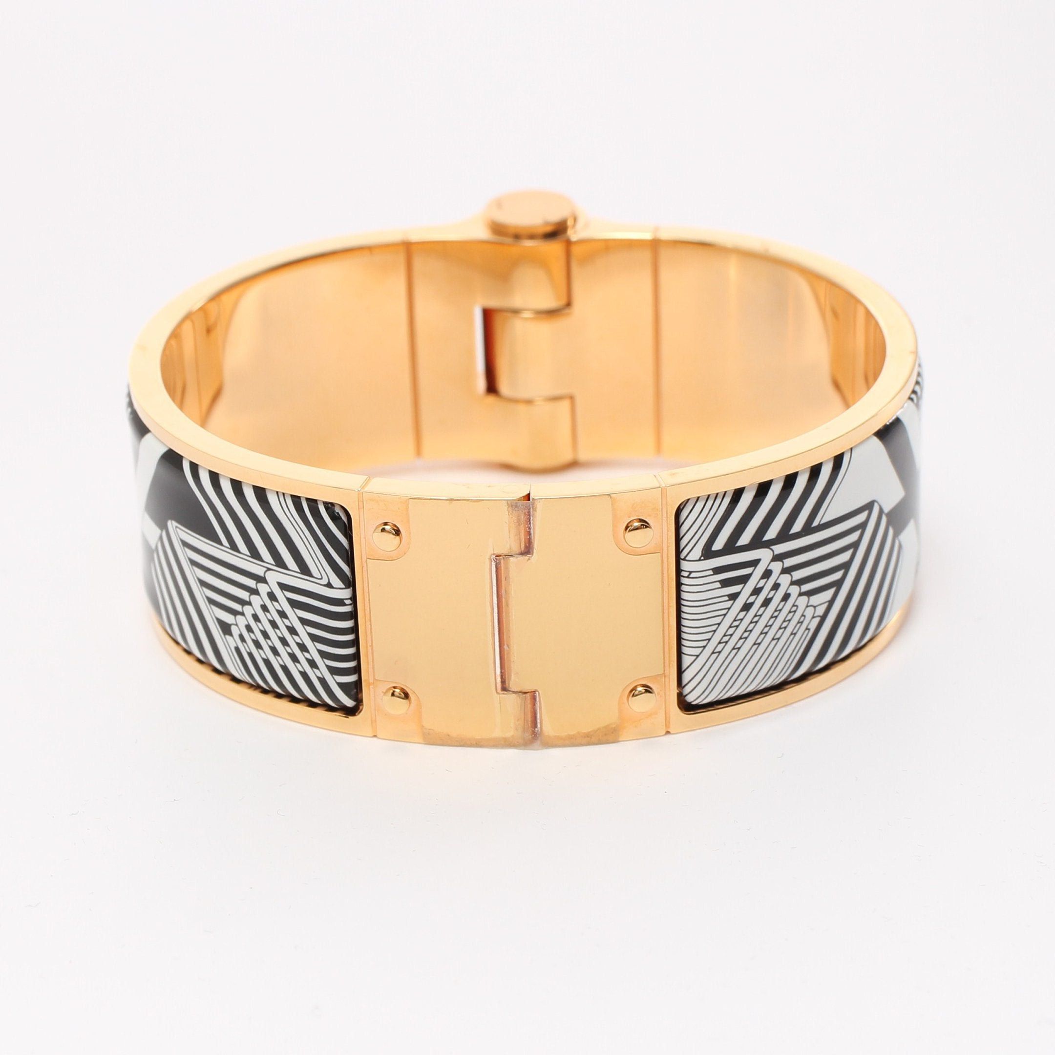 Hermes Hermes Charnier Gm Bangle Gp Enamel Gold Black White Size ONE SIZE - 2 Thumbnail