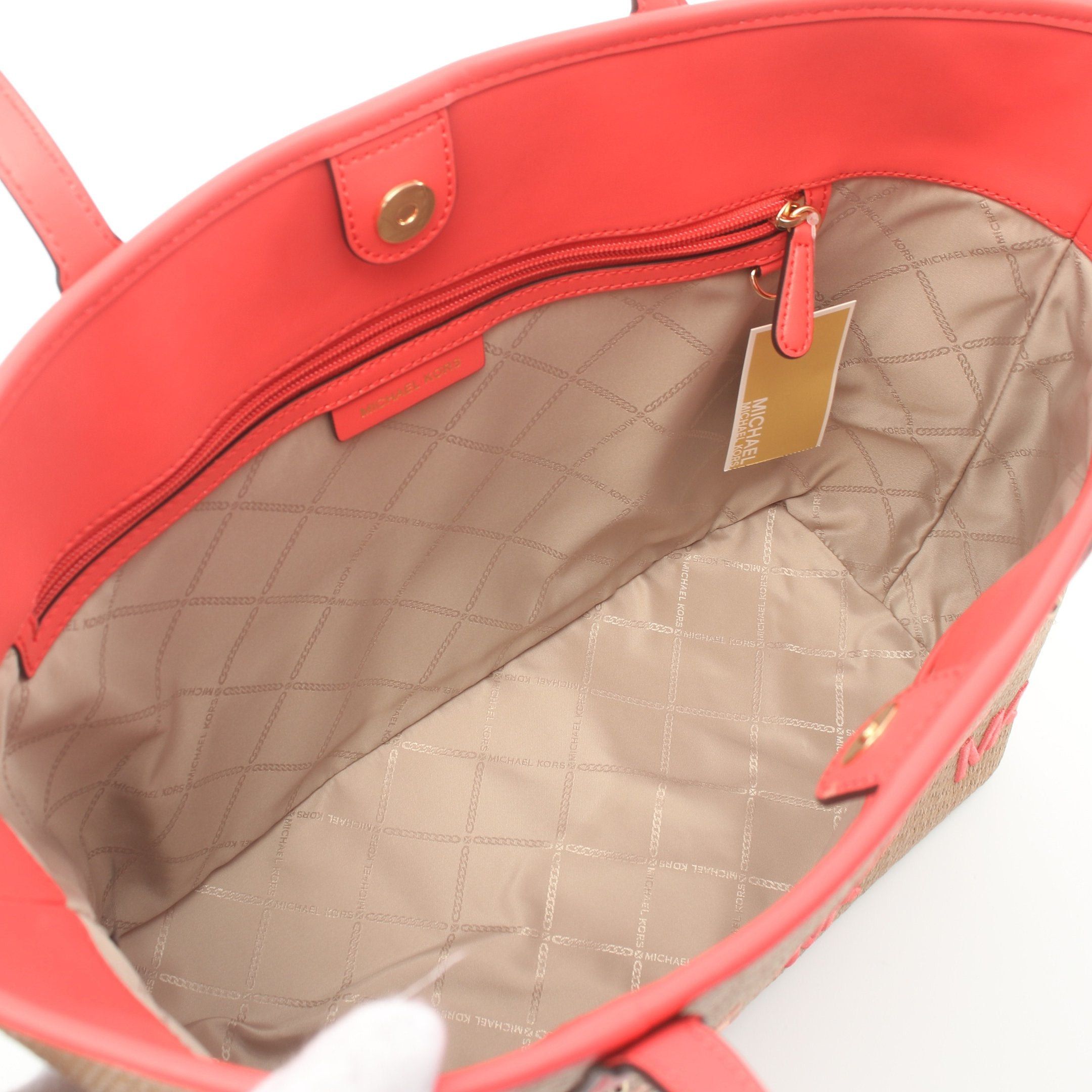 Michael Kors Michael Kors Carter Shoulder Bag Tote Straw Leather Beige Multicolor Size ONE SIZE - 3 Thumbnail