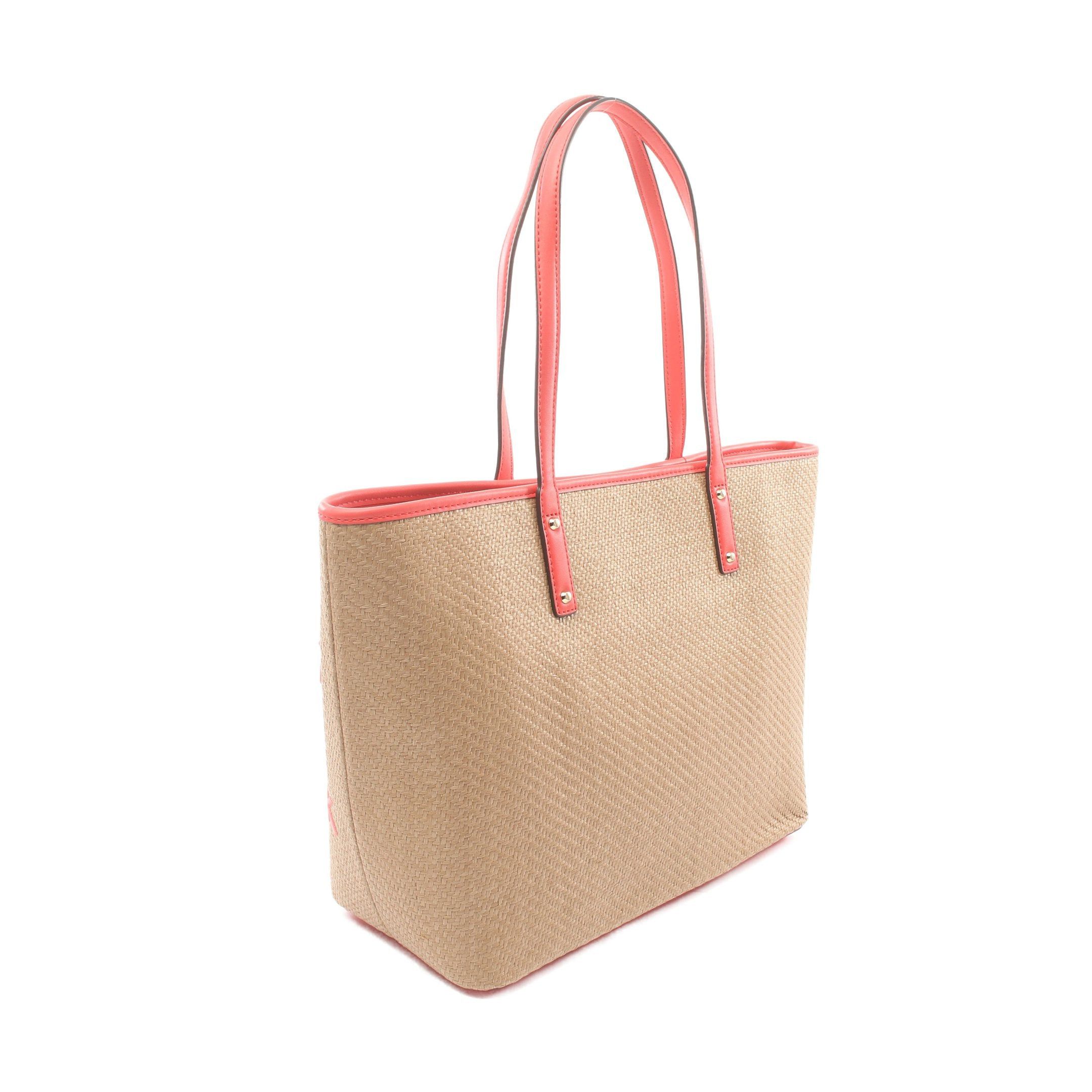 Michael Kors Michael Kors Carter Shoulder Bag Tote Straw Leather Beige Multicolor Size ONE SIZE - 2 Thumbnail