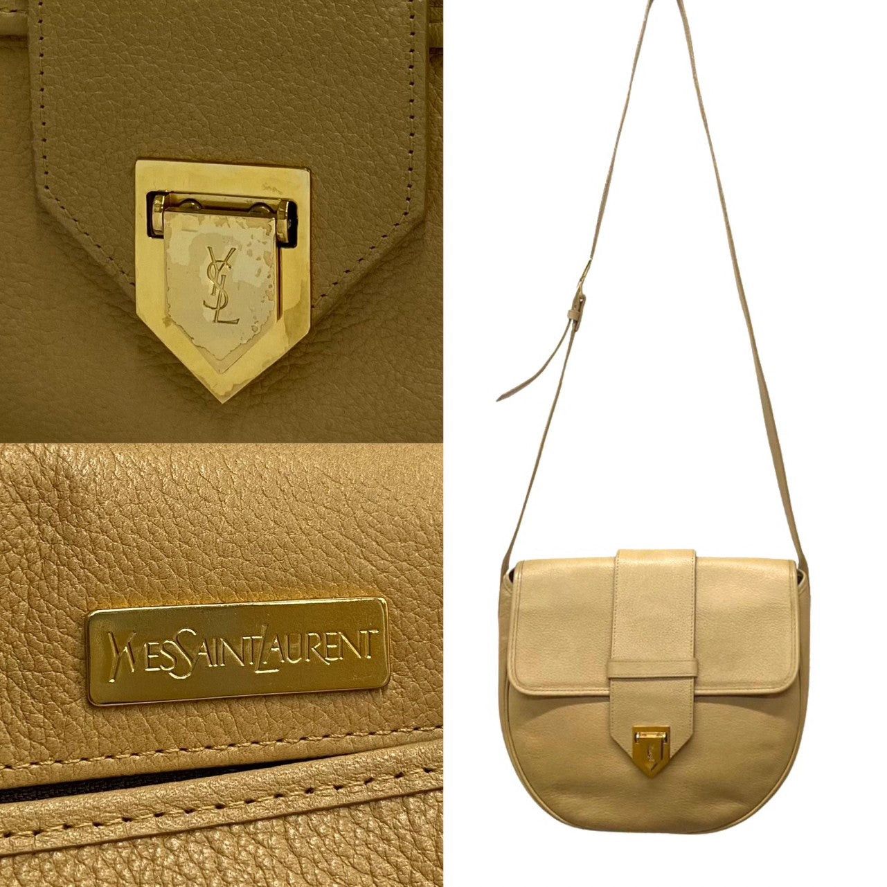 Yves Saint Laurent Yves Saint Laurent Shoulder Bag Beige Leather Size ONE SIZE - 3 Thumbnail