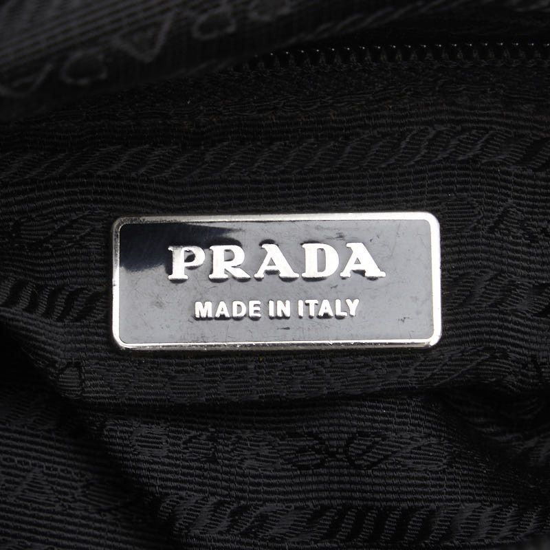 Prada Prada Prada Nylon Triangle Logo Plate Shoulder Bag Black Canvas Crossbody Bag in Good Condition Size ONE SIZE - 8 Thumbnail