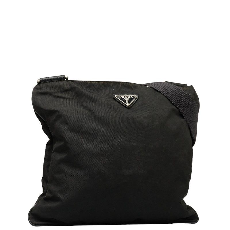 Prada Prada Prada Nylon Triangle Logo Plate Shoulder Bag Black Canvas Crossbody Bag in Good Condition Size ONE SIZE - 2 Thumbnail