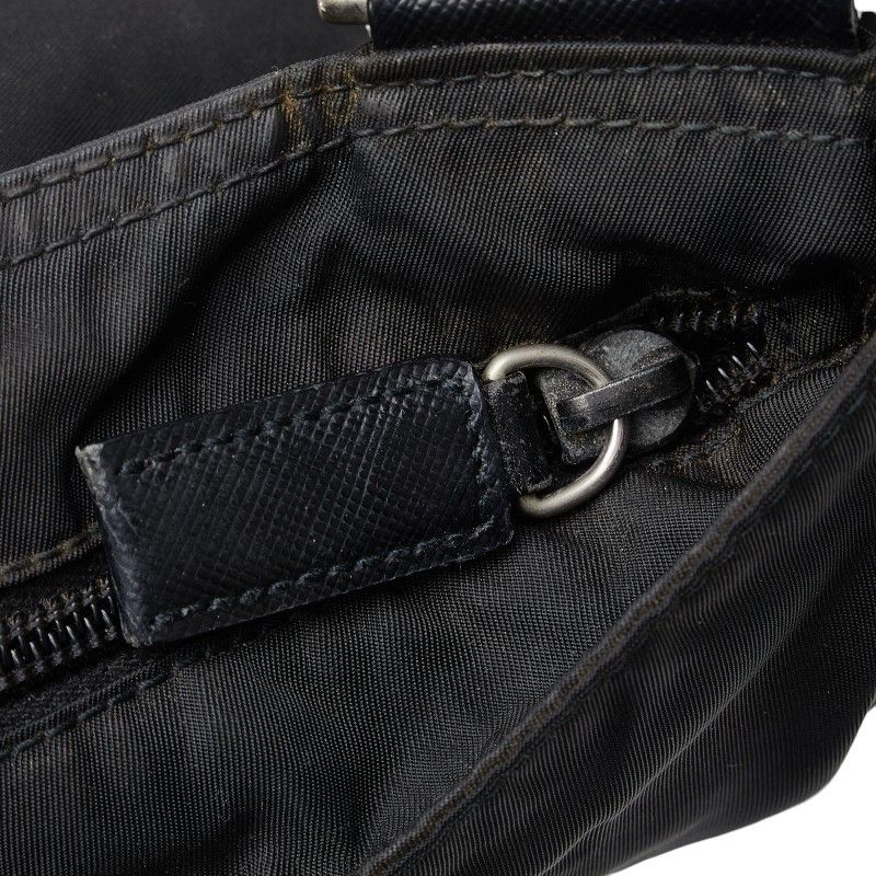 Prada Prada Prada Nylon Triangle Logo Plate Shoulder Bag Black Canvas Crossbody Bag in Good Condition Size ONE SIZE - 6 Thumbnail