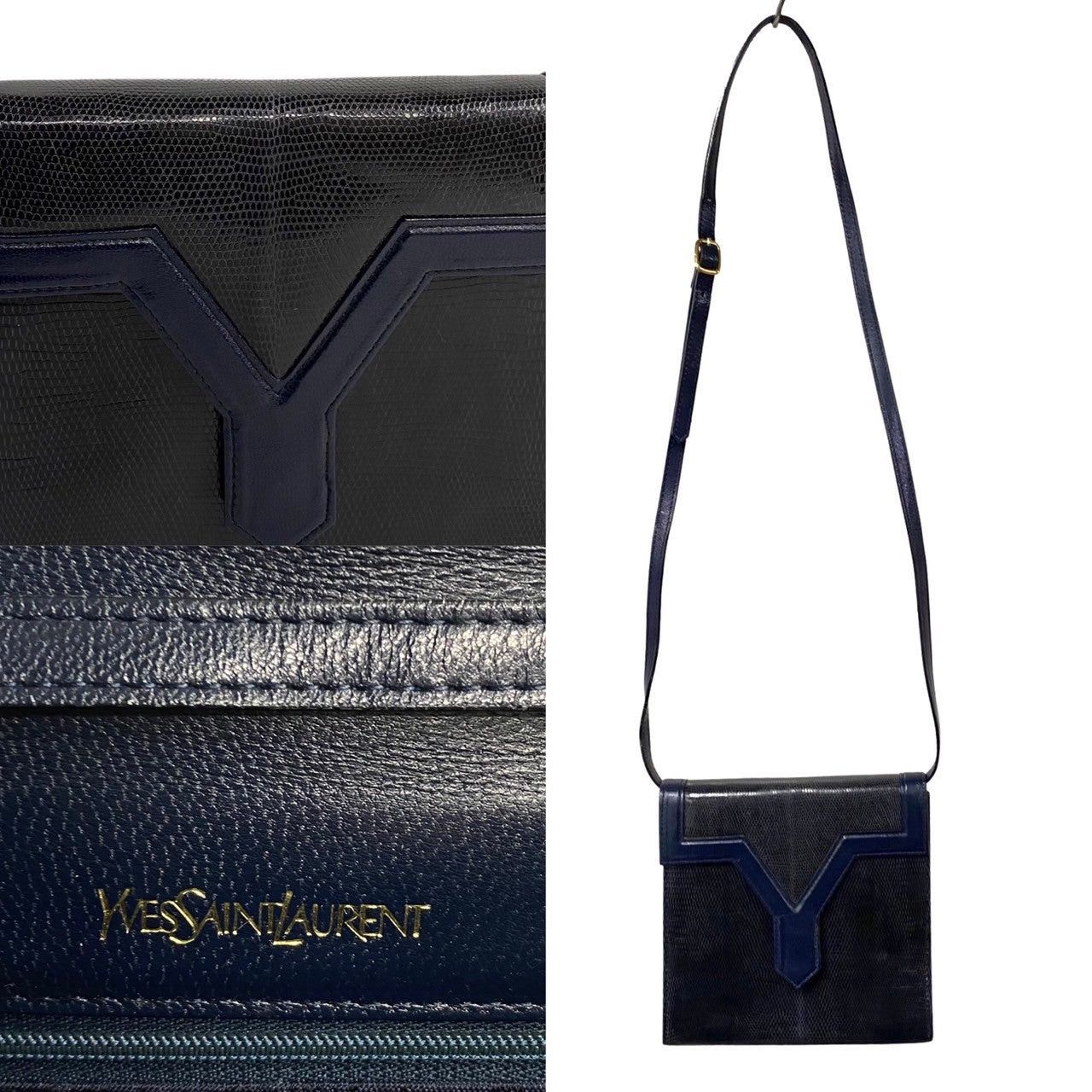Yves Saint Laurent Yves Saint Laurent Shoulder Bag Navy Lizard Size ONE SIZE - 3 Thumbnail