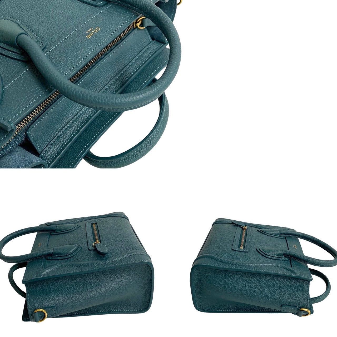 Celine Celine Handbag Green Leather Size ONE SIZE - 6 Thumbnail
