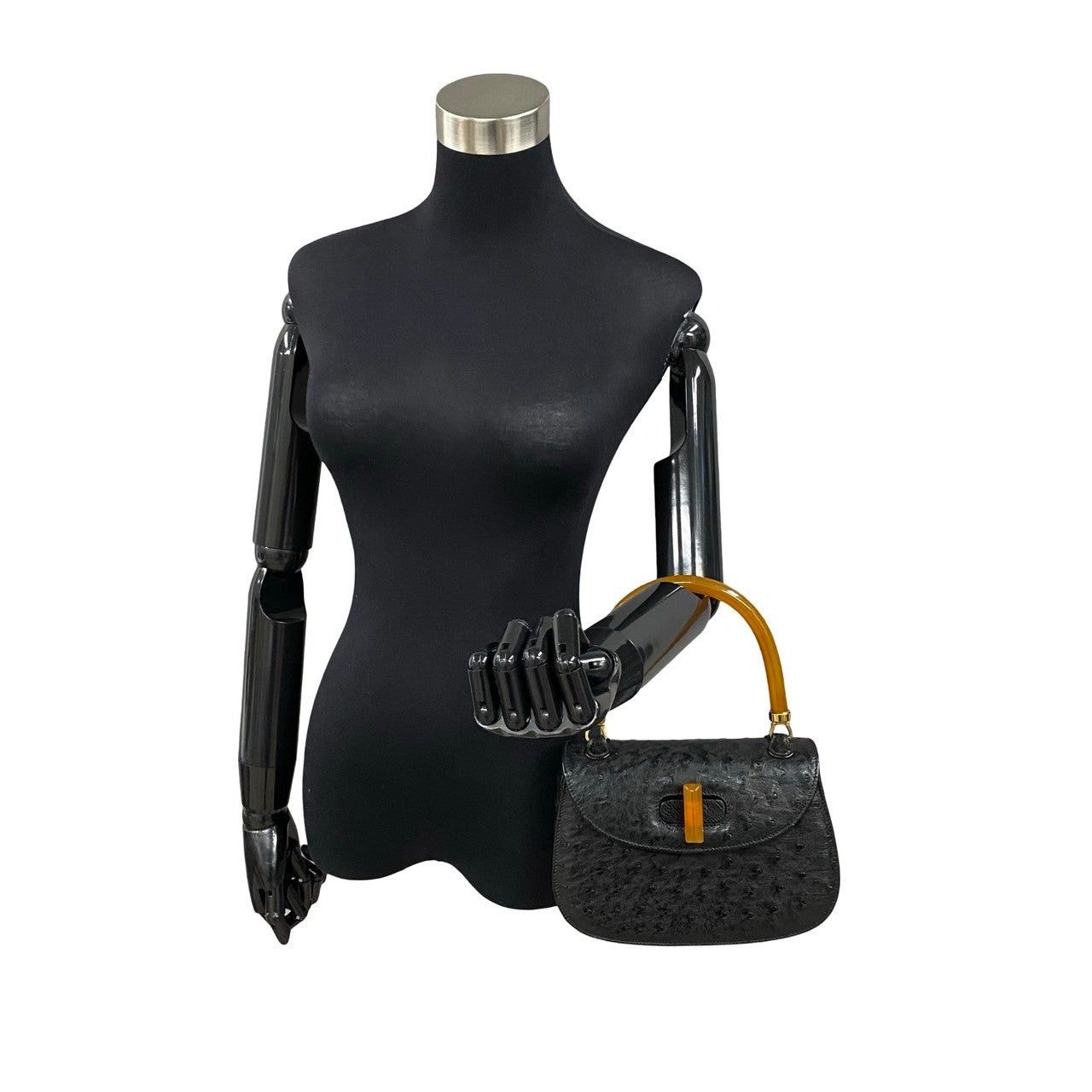 Gucci Gucci Handbag Black Ostrich Size ONE SIZE - 2 Thumbnail