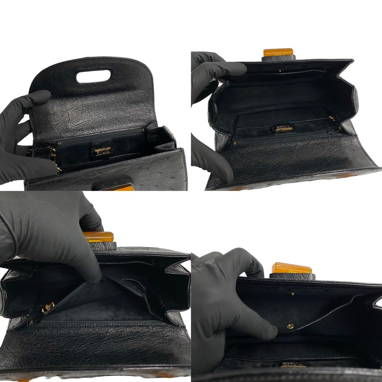 Gucci Gucci Handbag Black Ostrich Size ONE SIZE - 8 Thumbnail