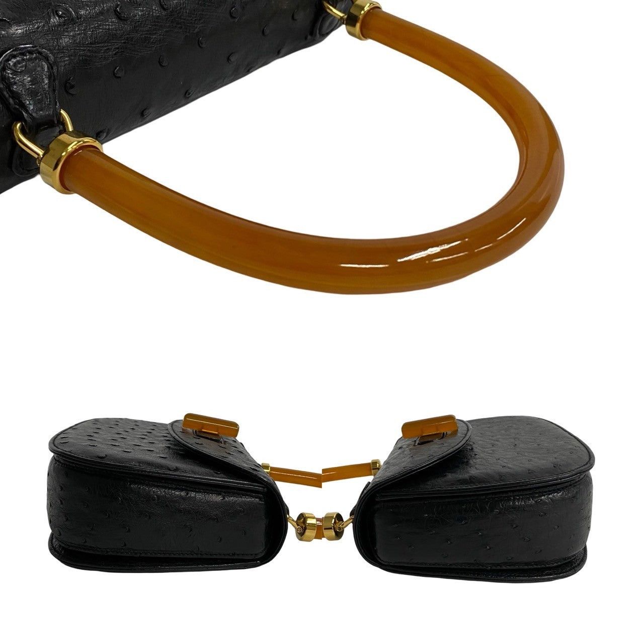 Gucci Gucci Handbag Black Ostrich Size ONE SIZE - 5 Thumbnail