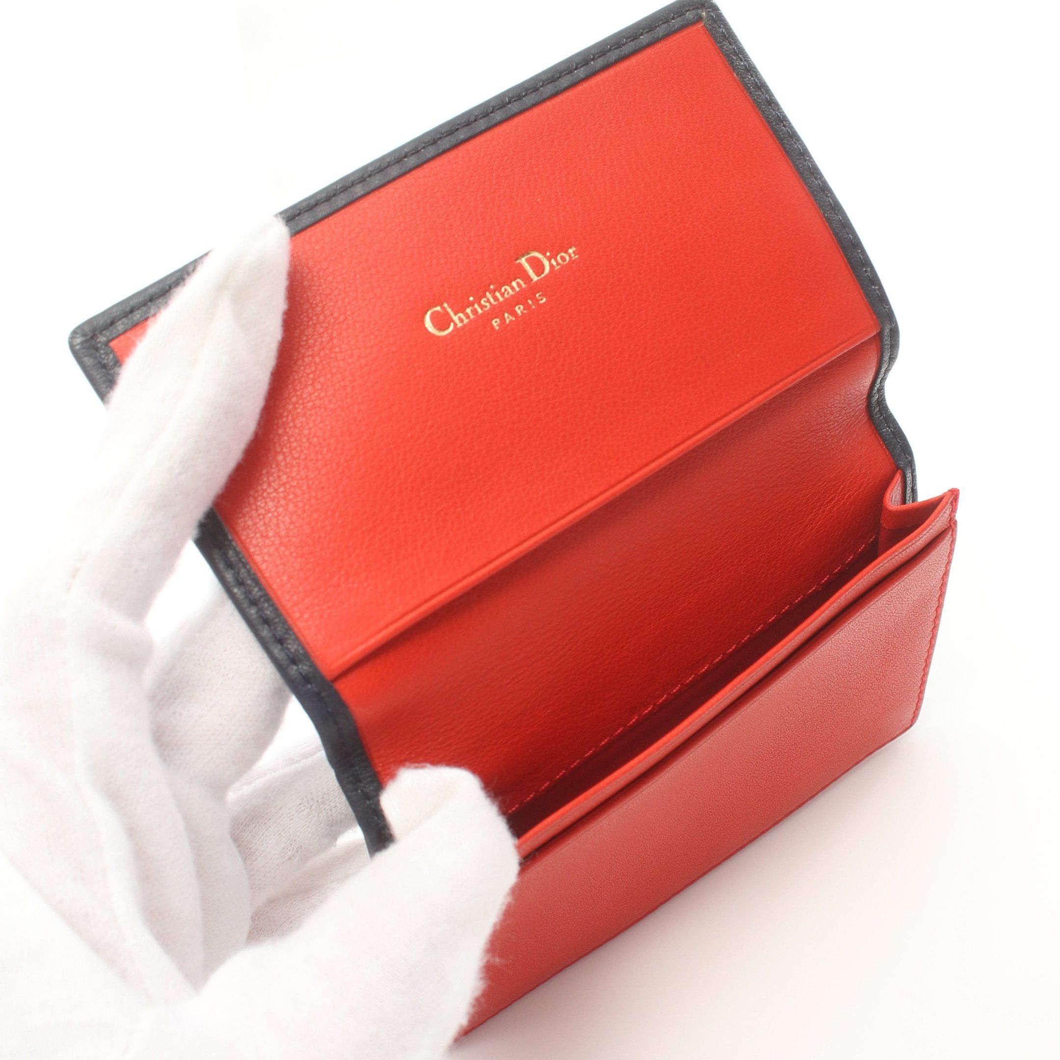 Dior Dior Card Case Name Holder Leather Navy Logo Size ONE SIZE - 3 Thumbnail
