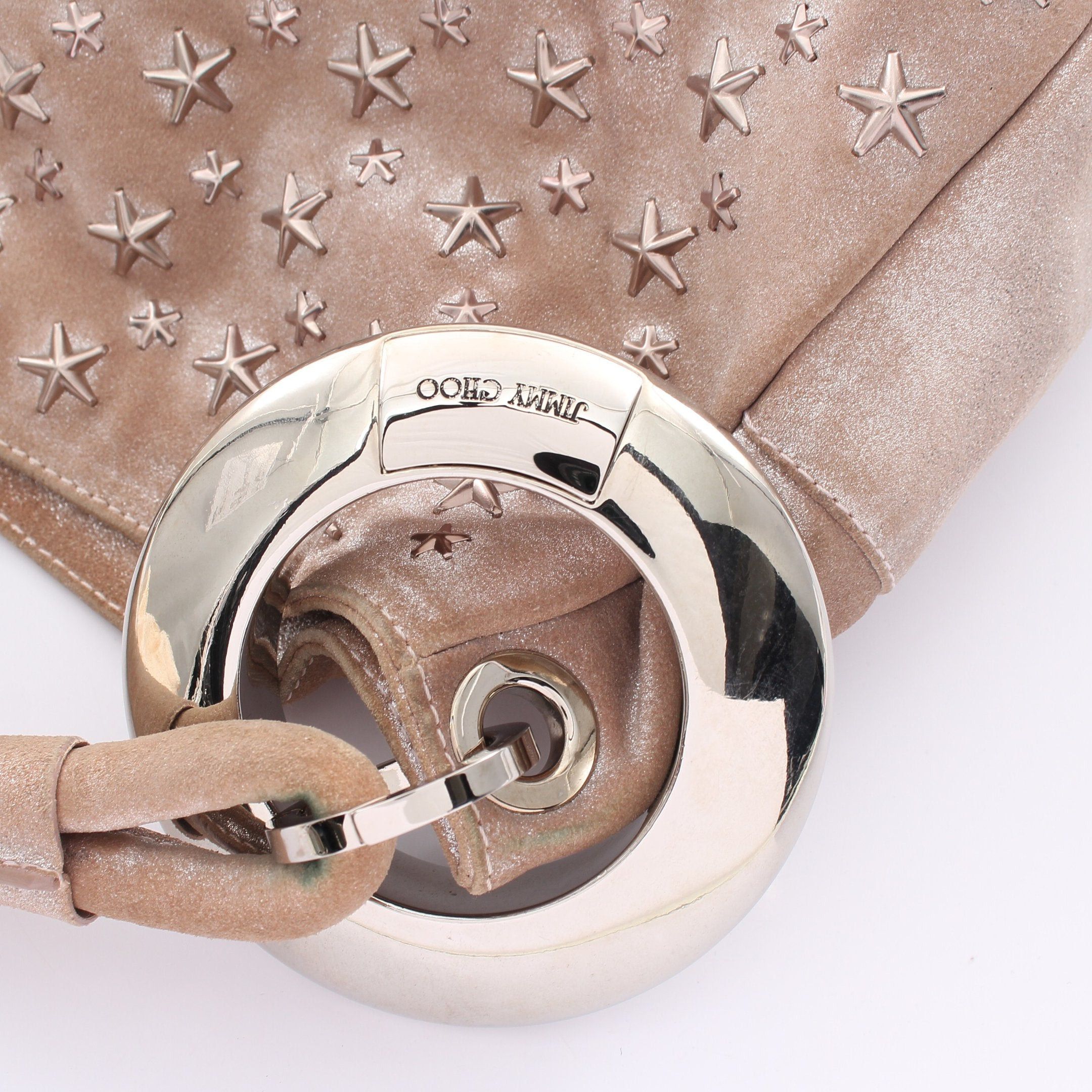 Jimmy Choo Jimmy Choo Sky Bag One Shoulder Suede Pink Beige Star Studs Size ONE SIZE - 5 Thumbnail