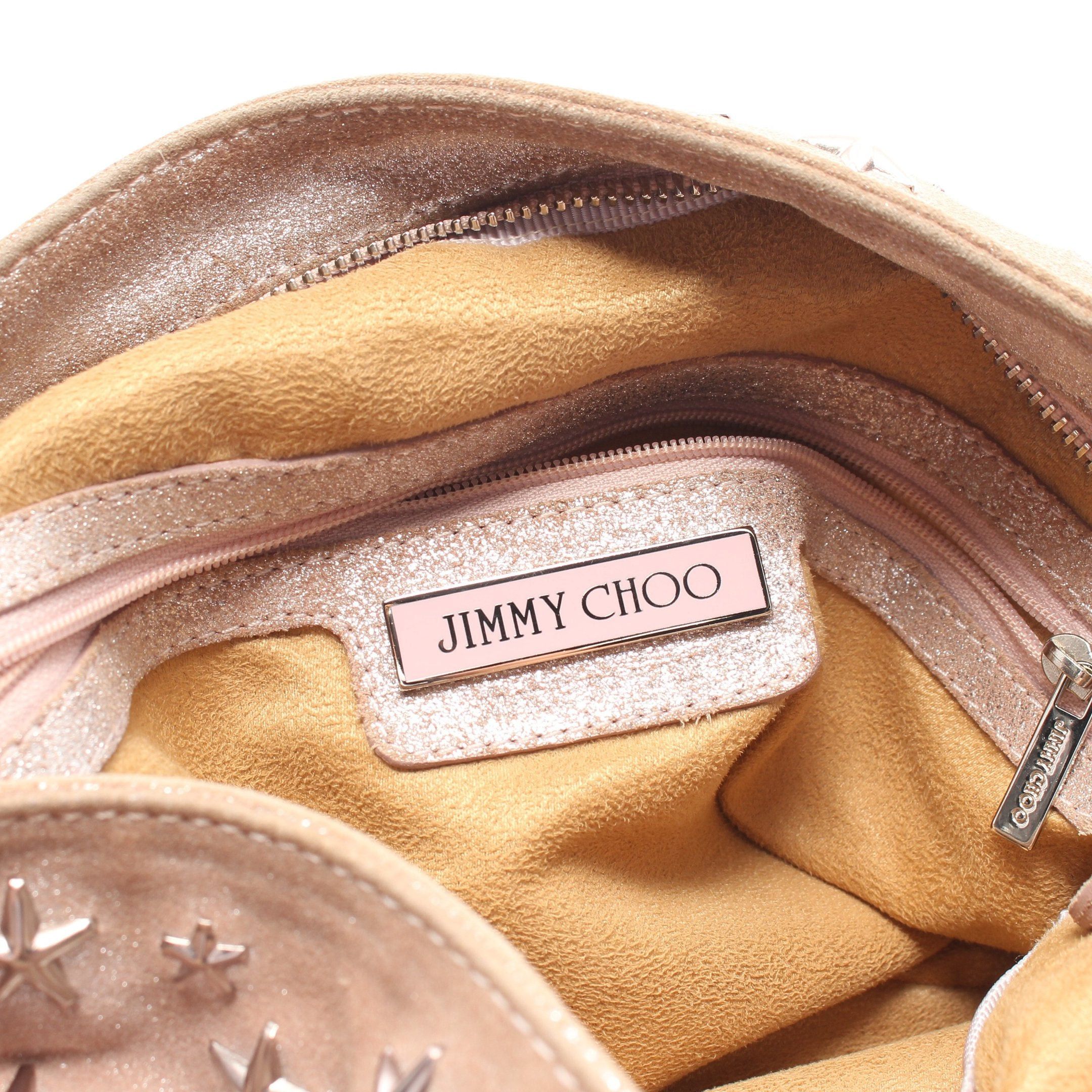 Jimmy Choo Jimmy Choo Sky Bag One Shoulder Suede Pink Beige Star Studs Size ONE SIZE - 4 Thumbnail