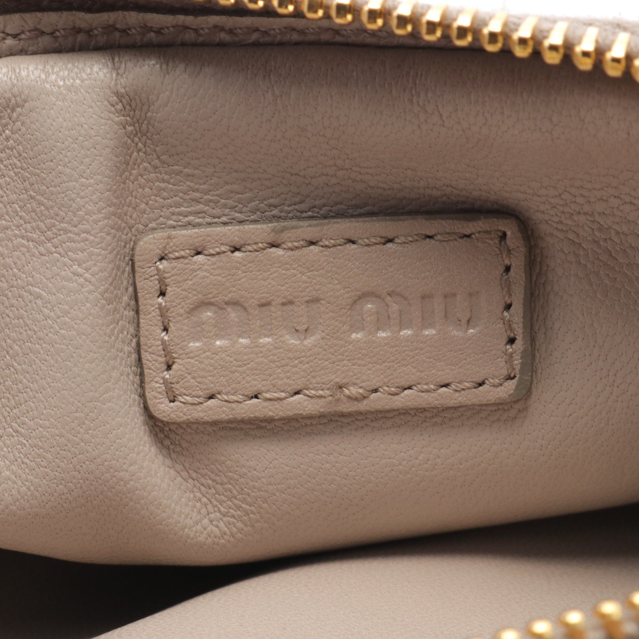 Miu Miu Miu Miu Pouch Leather Gray Beige Studs Size ONE SIZE - 4 Thumbnail