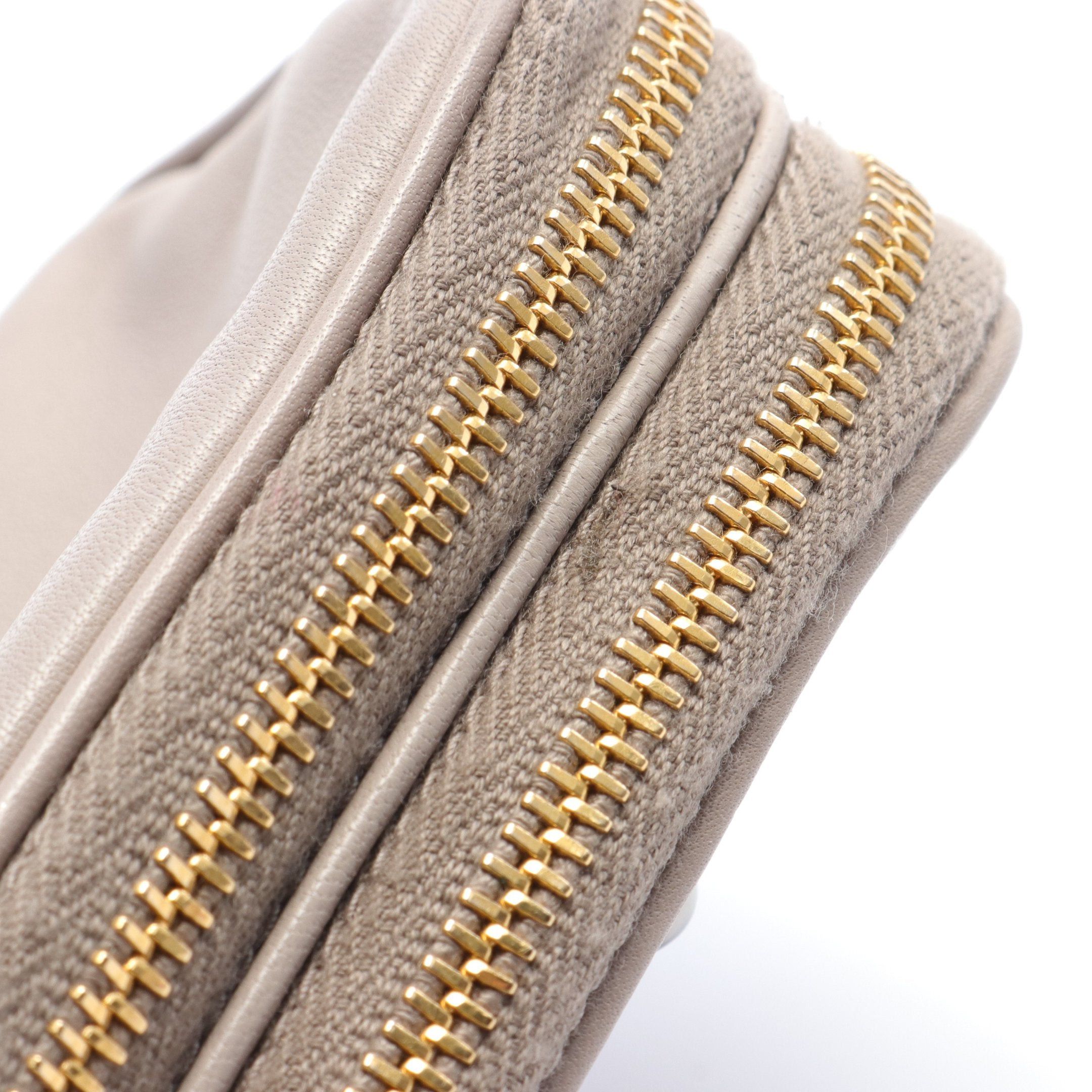Miu Miu Miu Miu Pouch Leather Gray Beige Studs Size ONE SIZE - 7 Thumbnail