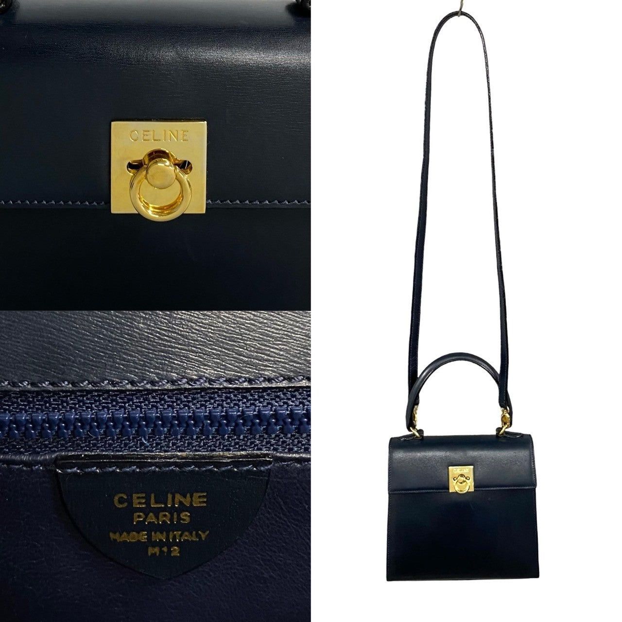 Celine Celine Handbag Navy Leather Size ONE SIZE - 3 Thumbnail