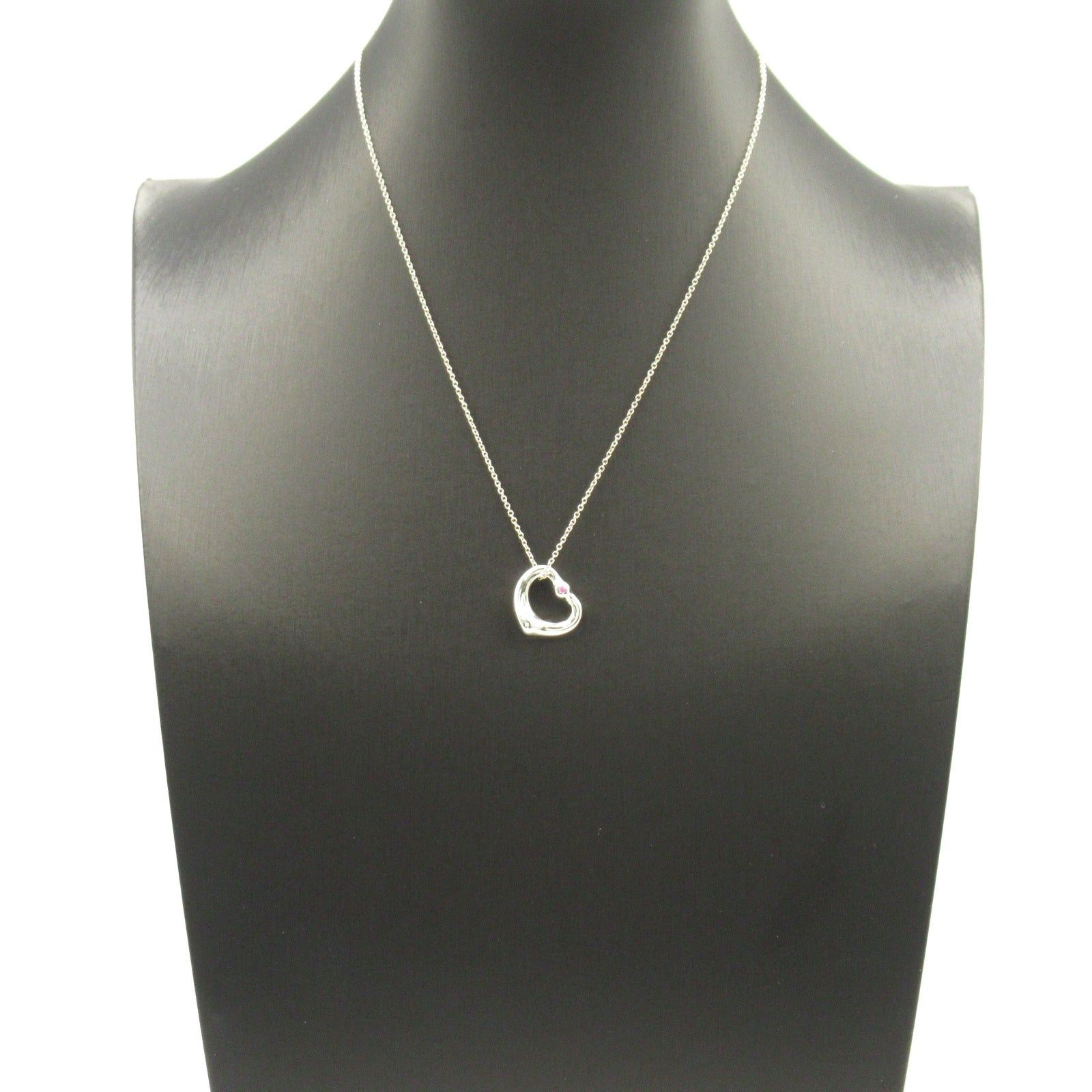 Tiffany & Co. Tiffany Co Open Heart Pink Sapphire Pendant Necklace 925 Silver Size ONE SIZE - 7 Thumbnail