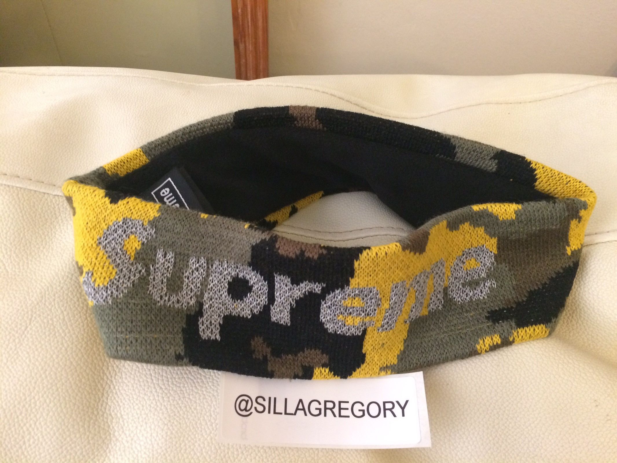 Supreme New Era Reflective Logo Headband (FW 17) Yellow Camo - FW17 - US