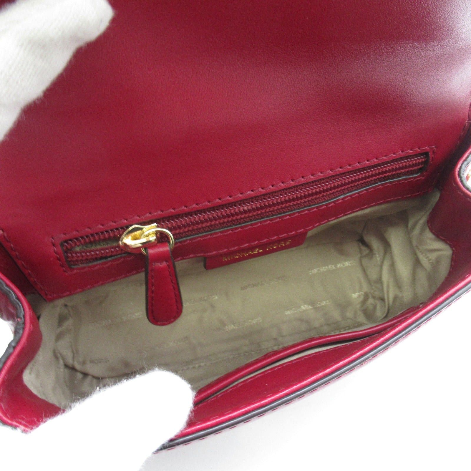 Michael Kors Michael Kors Shoulder Bag Leather Red Maroon Size ONE SIZE - 5 Thumbnail