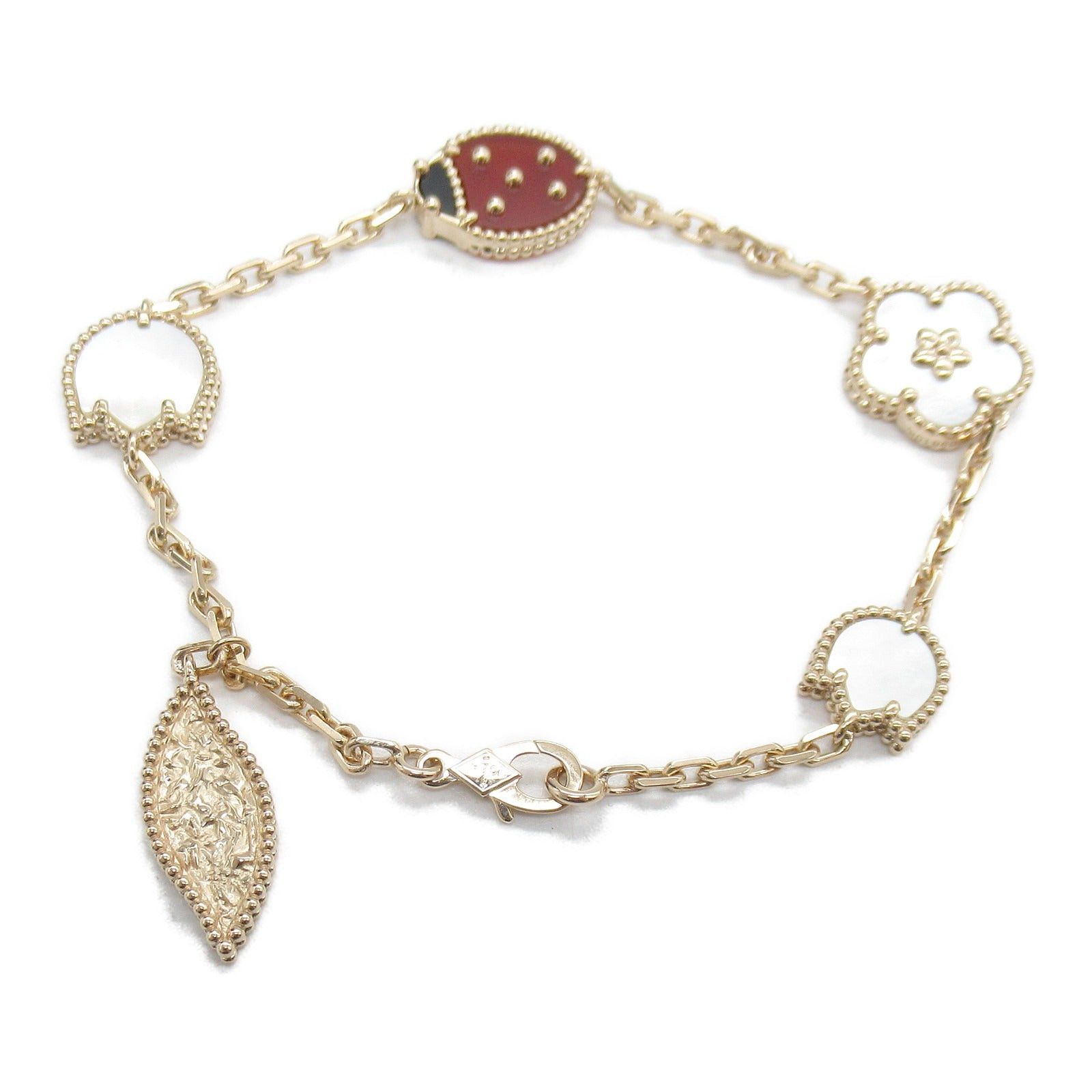 Van Cleef & Arpels Van Cleef Arpels Lucky Spring Bracelet K18Pg (Pink Gold) Onyx/Carnelian/Mother Of Pearl White Size ONE SIZE - 2 Thumbnail
