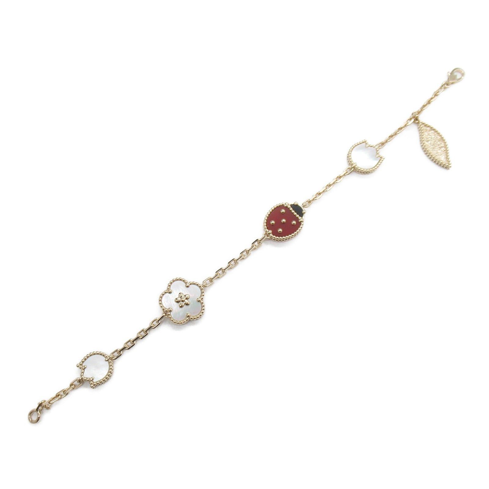 Van Cleef & Arpels Van Cleef Arpels Lucky Spring Bracelet K18Pg (Pink Gold) Onyx/Carnelian/Mother Of Pearl White Size ONE SIZE - 3 Thumbnail