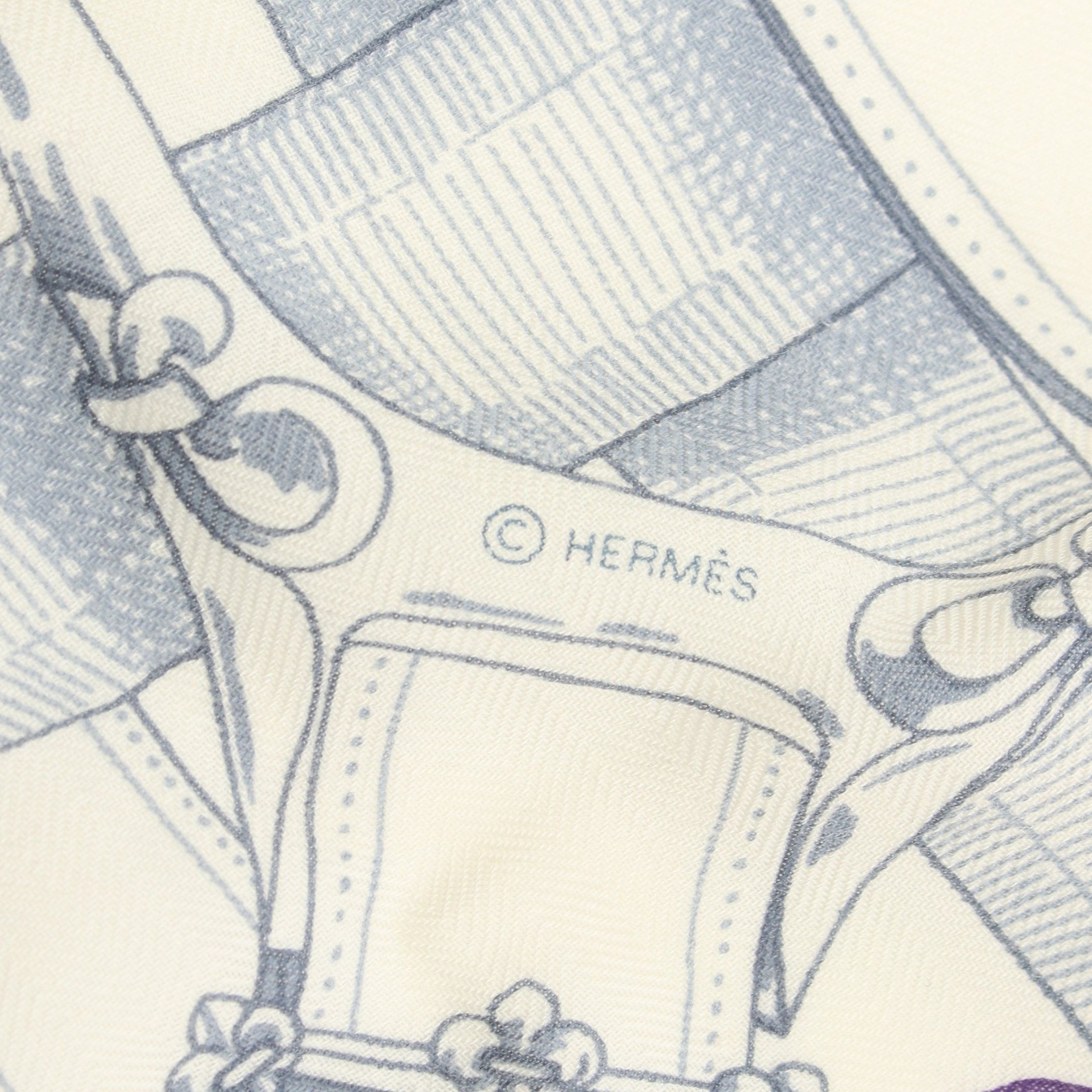 Hermes Hermes Carréjean Carres 140 Cavalcadour Fleuri Scarf Shawl Cashmere Silk Off White Pink Multicolor Size ONE SIZE - 2 Thumbnail