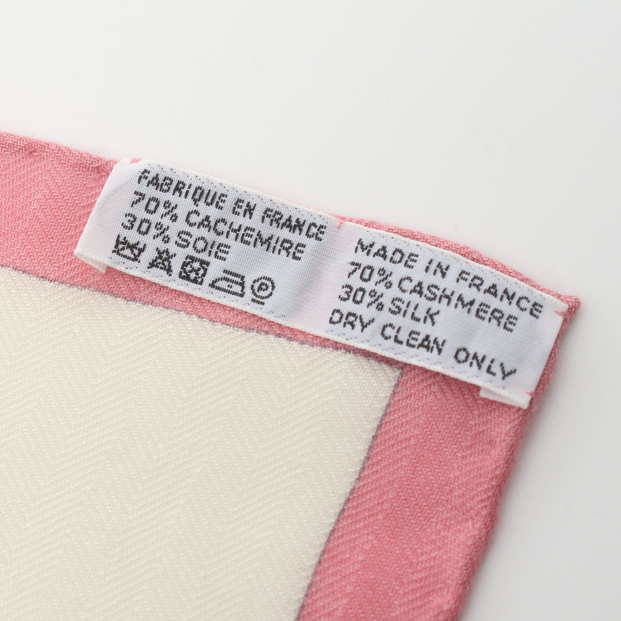 Hermes Hermes Carréjean Carres 140 Cavalcadour Fleuri Scarf Shawl Cashmere Silk Off White Pink Multicolor Size ONE SIZE - 3 Thumbnail