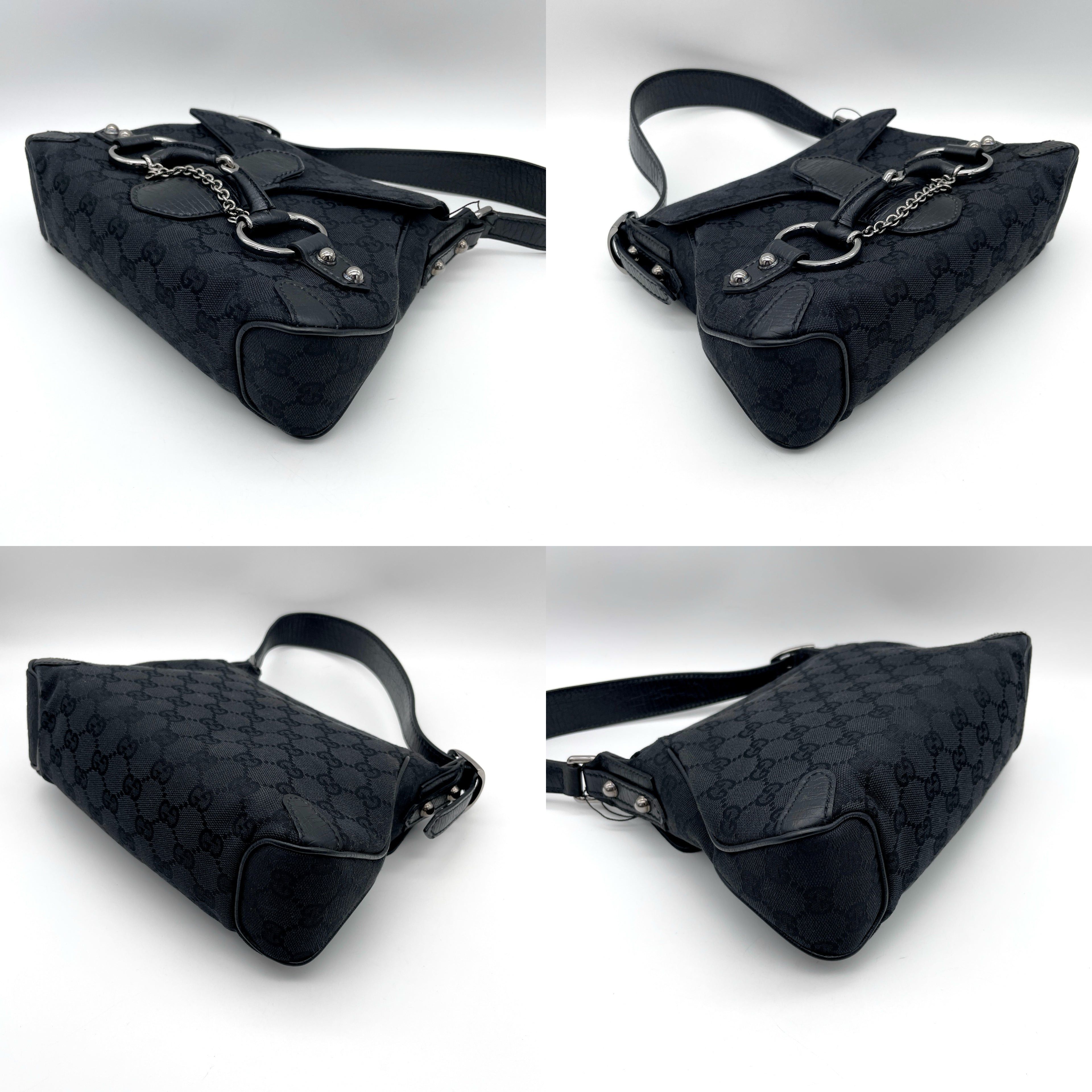 Gucci Gucci Gg Canvas Chain Horsebit One Shoulder Bag Pm Shw Black Size ONE SIZE - 8 Thumbnail