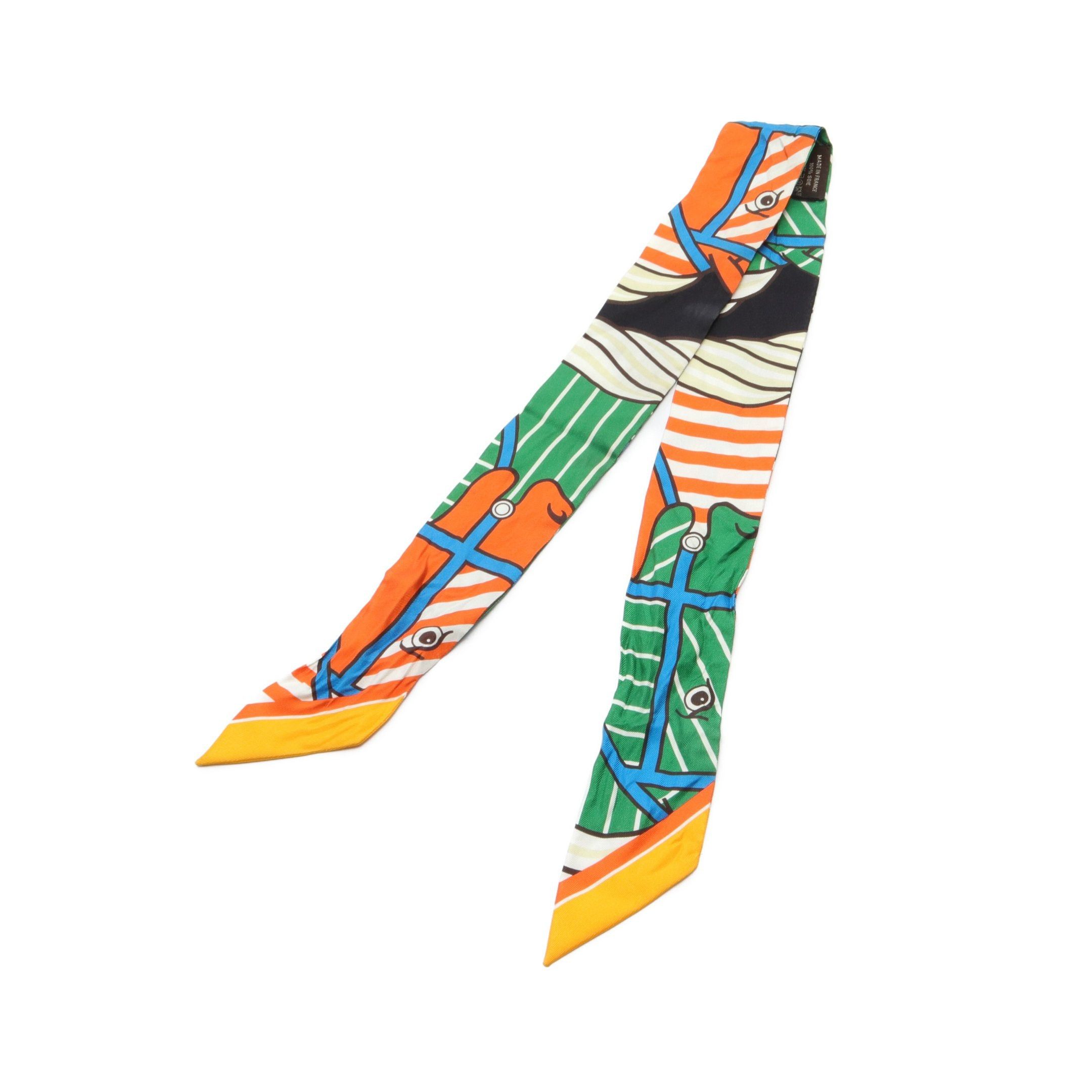 Hermes Hermes Twilly Quadrige Bayadere Ribbon Scarf Silk Multicolor Size ONE SIZE - 4 Thumbnail