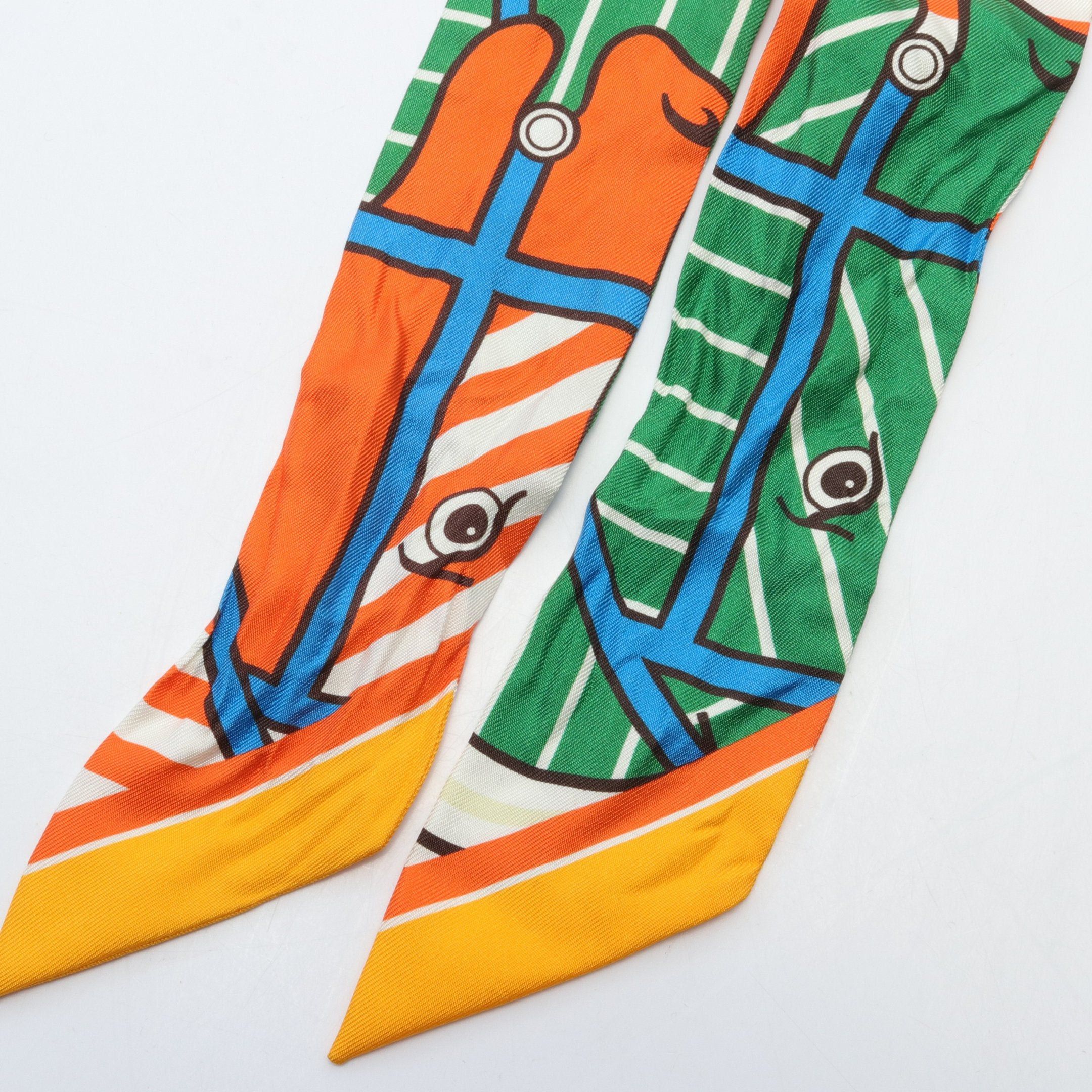 Hermes Hermes Twilly Quadrige Bayadere Ribbon Scarf Silk Multicolor Size ONE SIZE - 5 Thumbnail