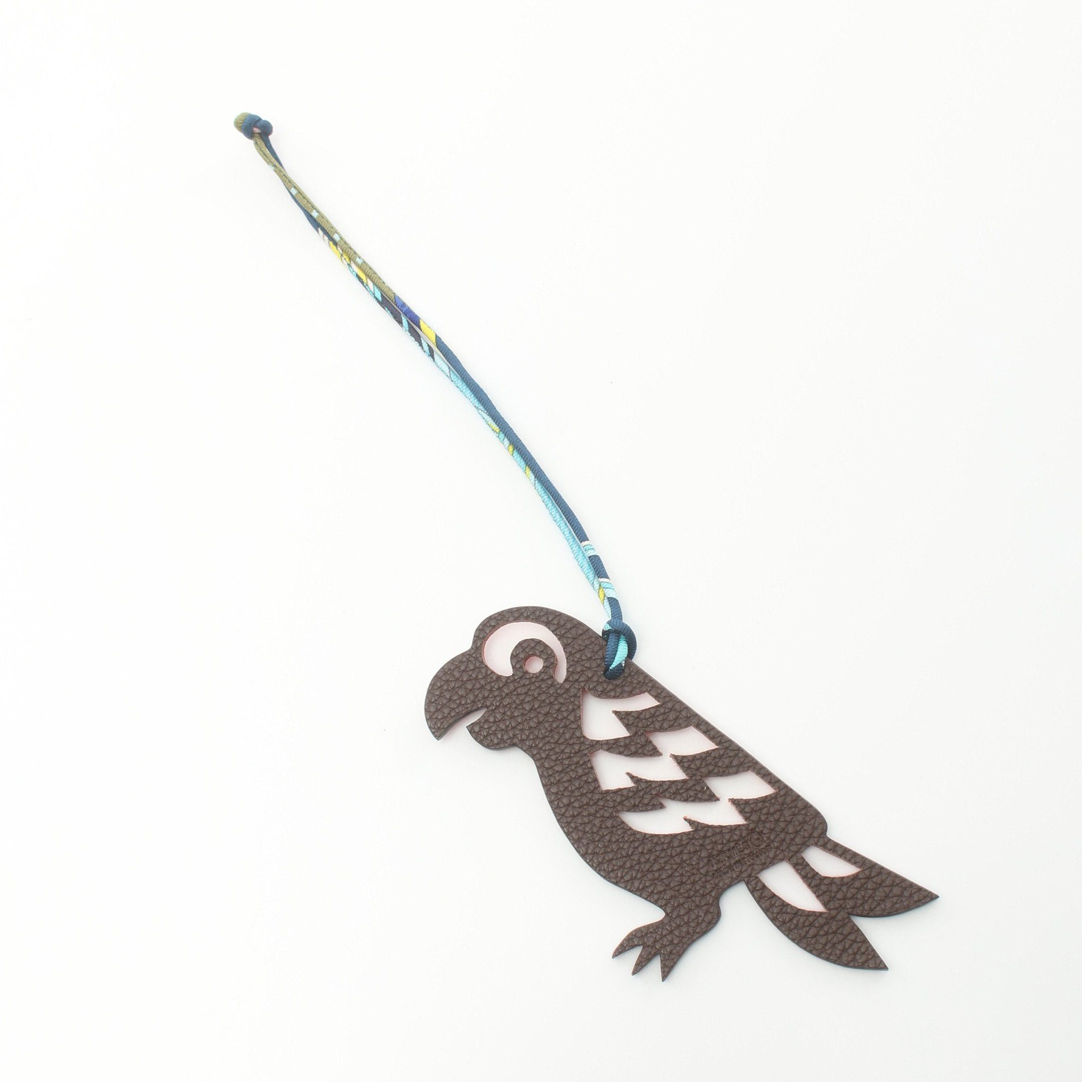 Hermes Hermes Petite Ash Paon Parrot Bag Charm Togo Veau Epsom Silk Dark Brown Red Size ONE SIZE - 2 Thumbnail