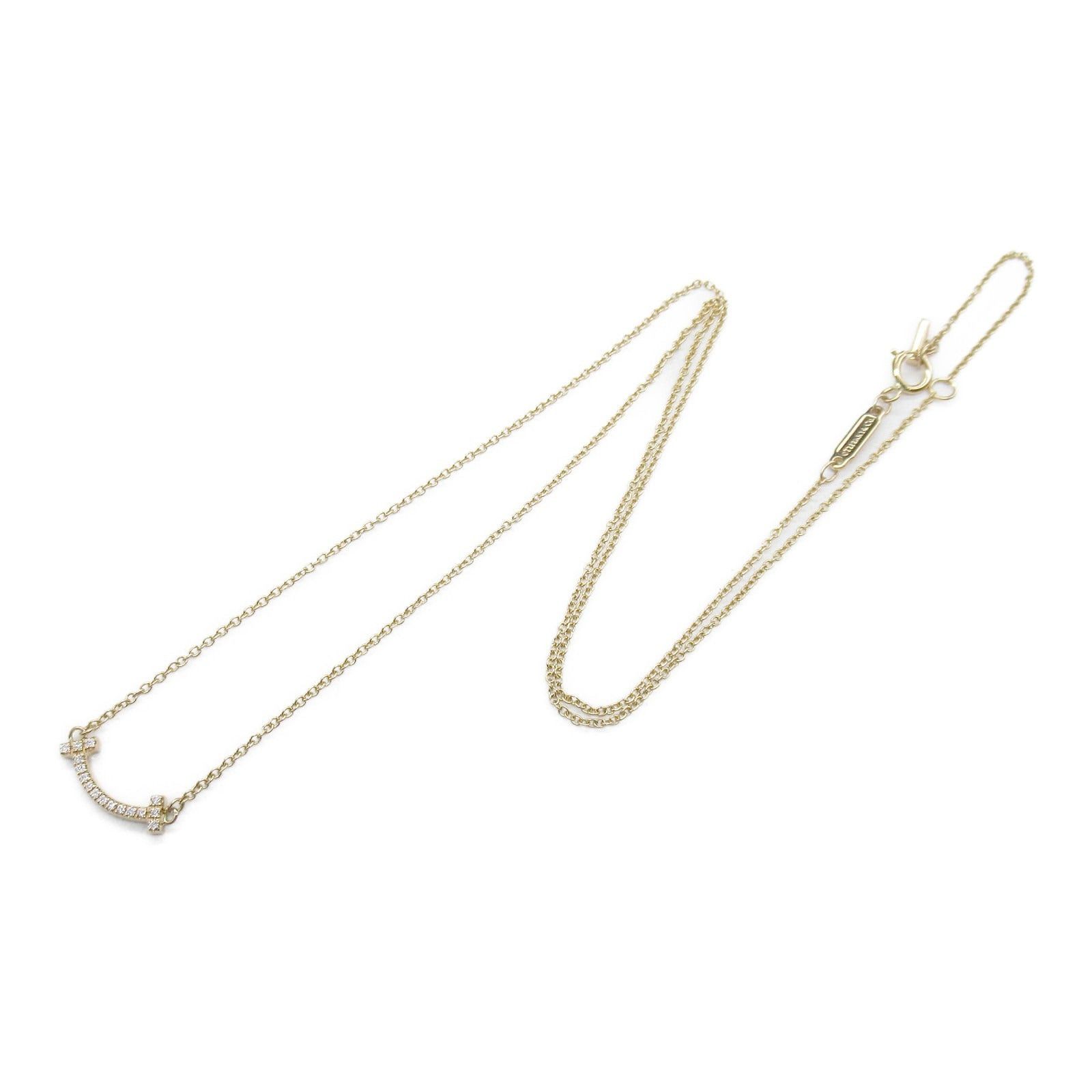 Tiffany & Co. Tiffany Co T-Smile Mini Diamond Necklace K18Pg (Pink Gold) Clear Size ONE SIZE - 3 Thumbnail