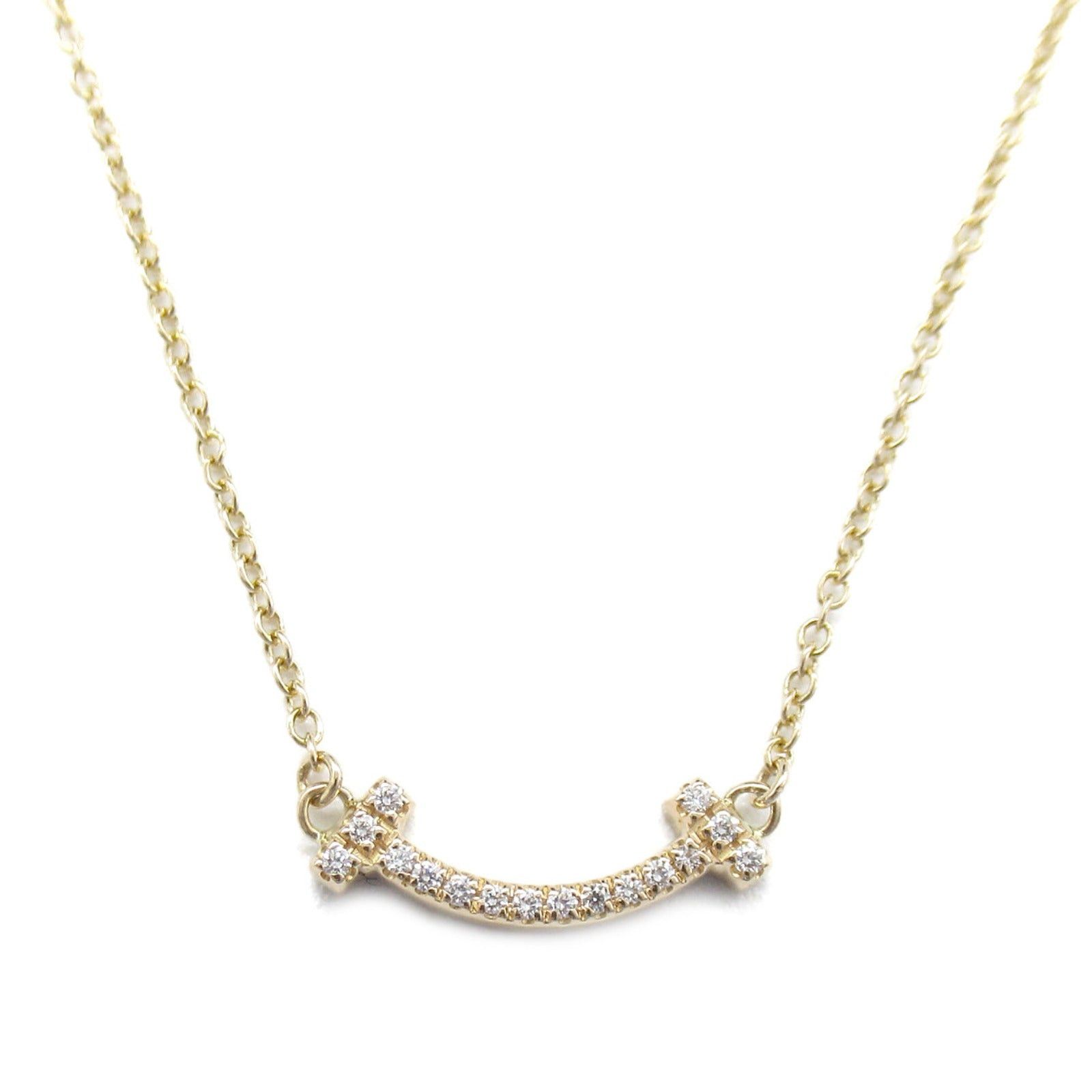 Tiffany & Co. Tiffany Co T-Smile Mini Diamond Necklace K18Pg (Pink Gold) Clear Size ONE SIZE - 2 Thumbnail