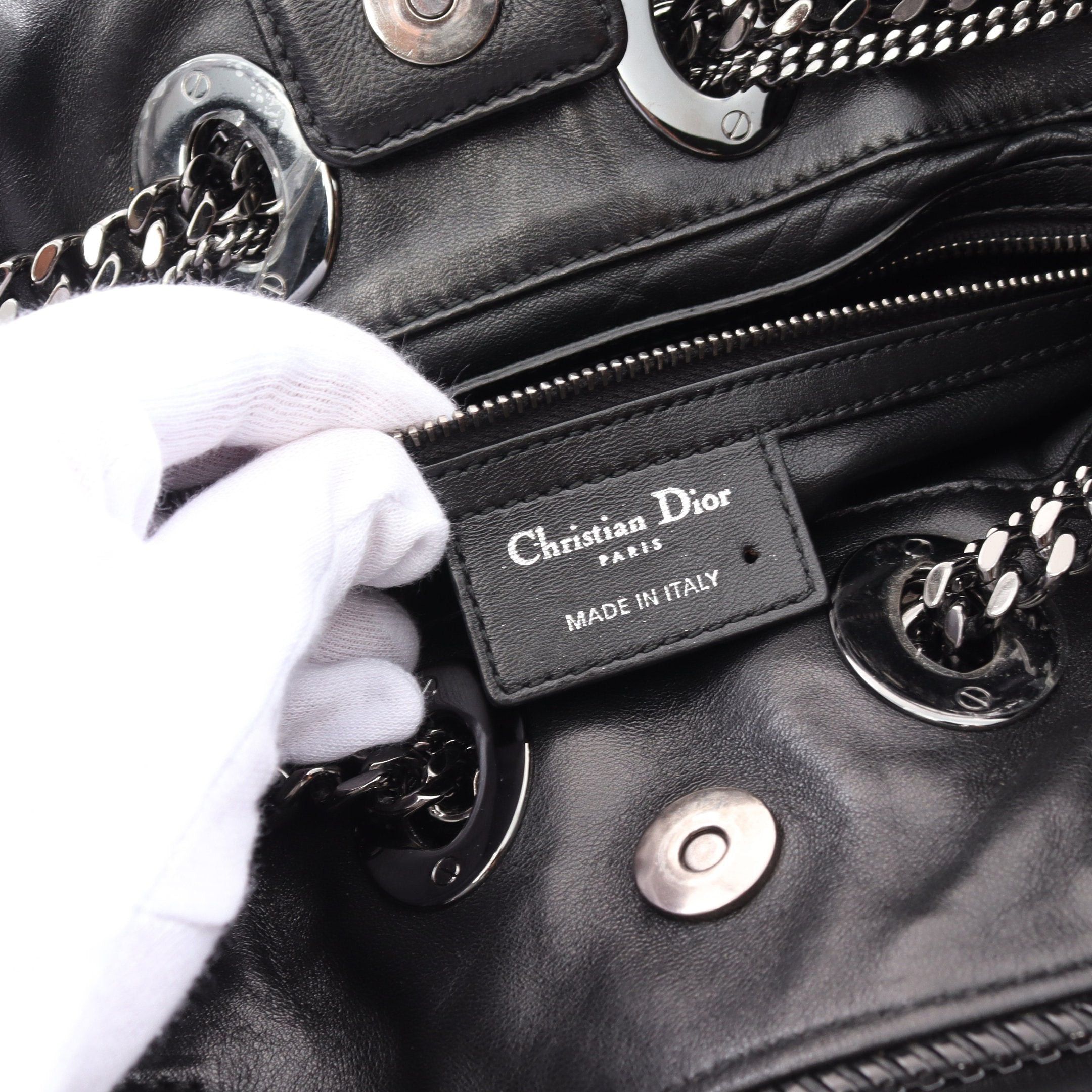 Dior Dior Handbag Tote Bag Chain Leather Black Size ONE SIZE - 4 Thumbnail