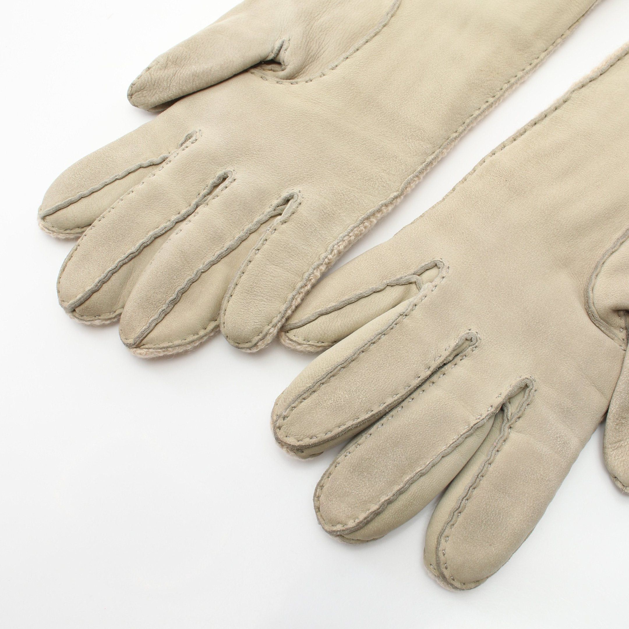 Hermes Hermes Gloves Glove Cashmere Leather Beige Size ONE SIZE - 5 Thumbnail