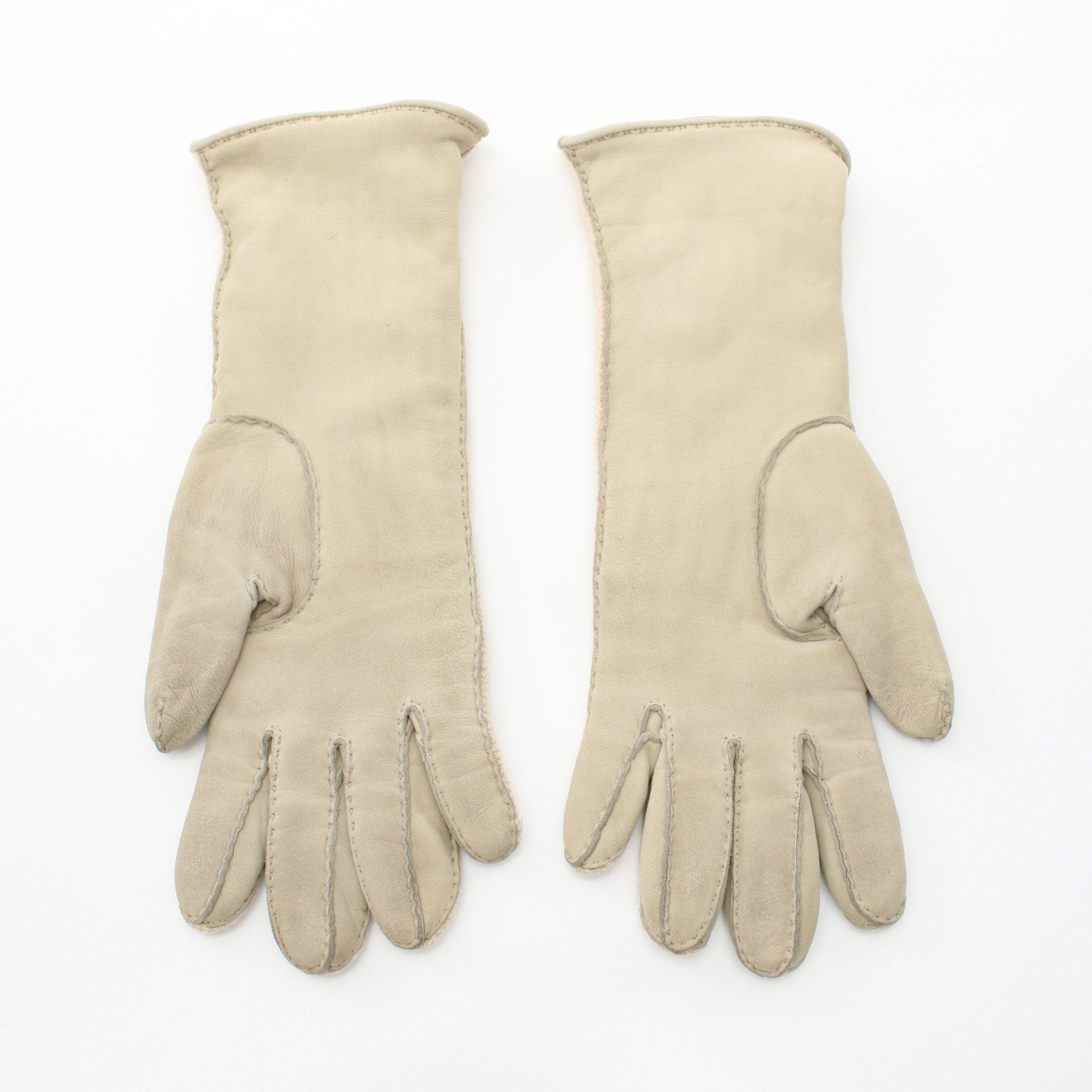 Hermes Hermes Gloves Glove Cashmere Leather Beige Size ONE SIZE - 2 Thumbnail