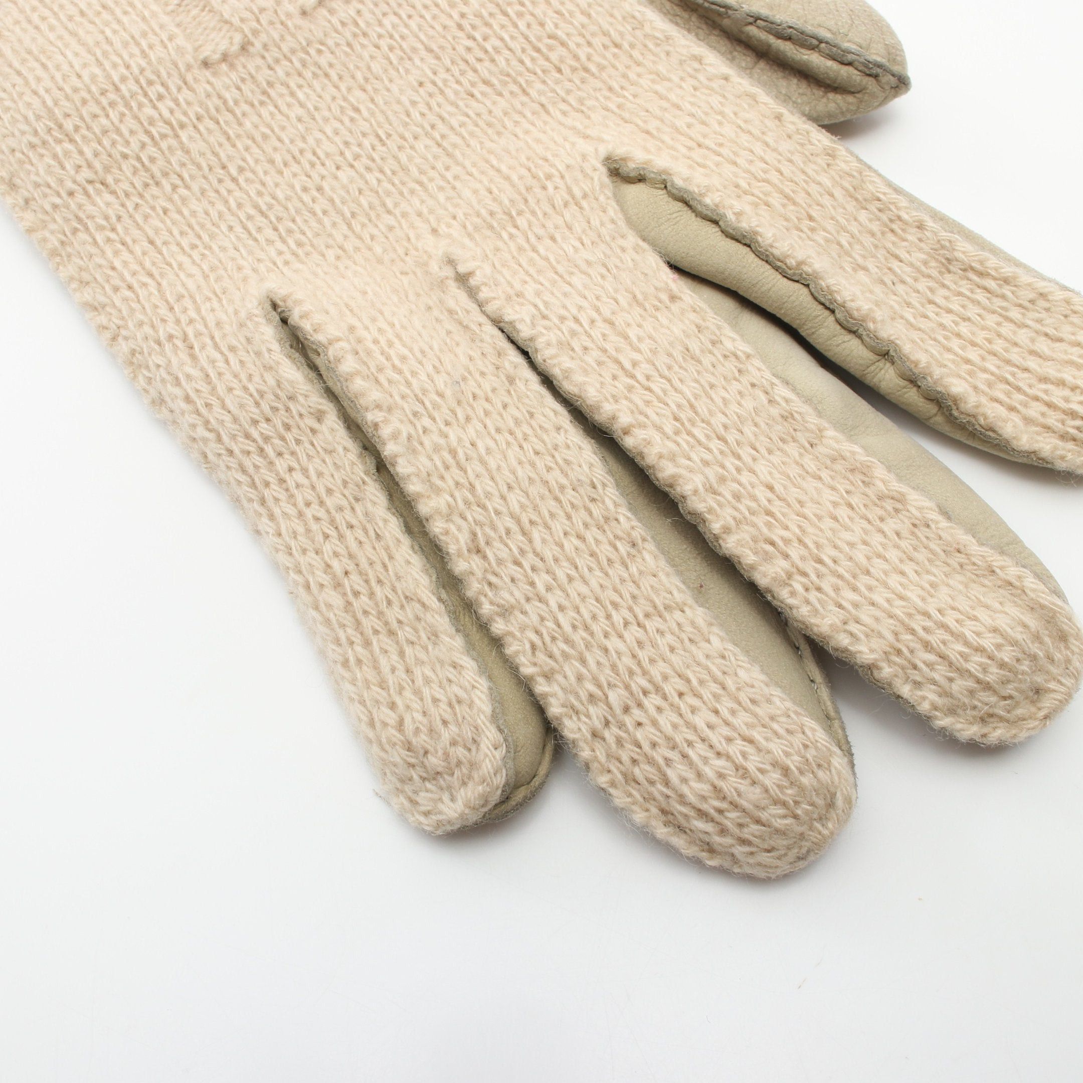 Hermes Hermes Gloves Glove Cashmere Leather Beige Size ONE SIZE - 7 Thumbnail