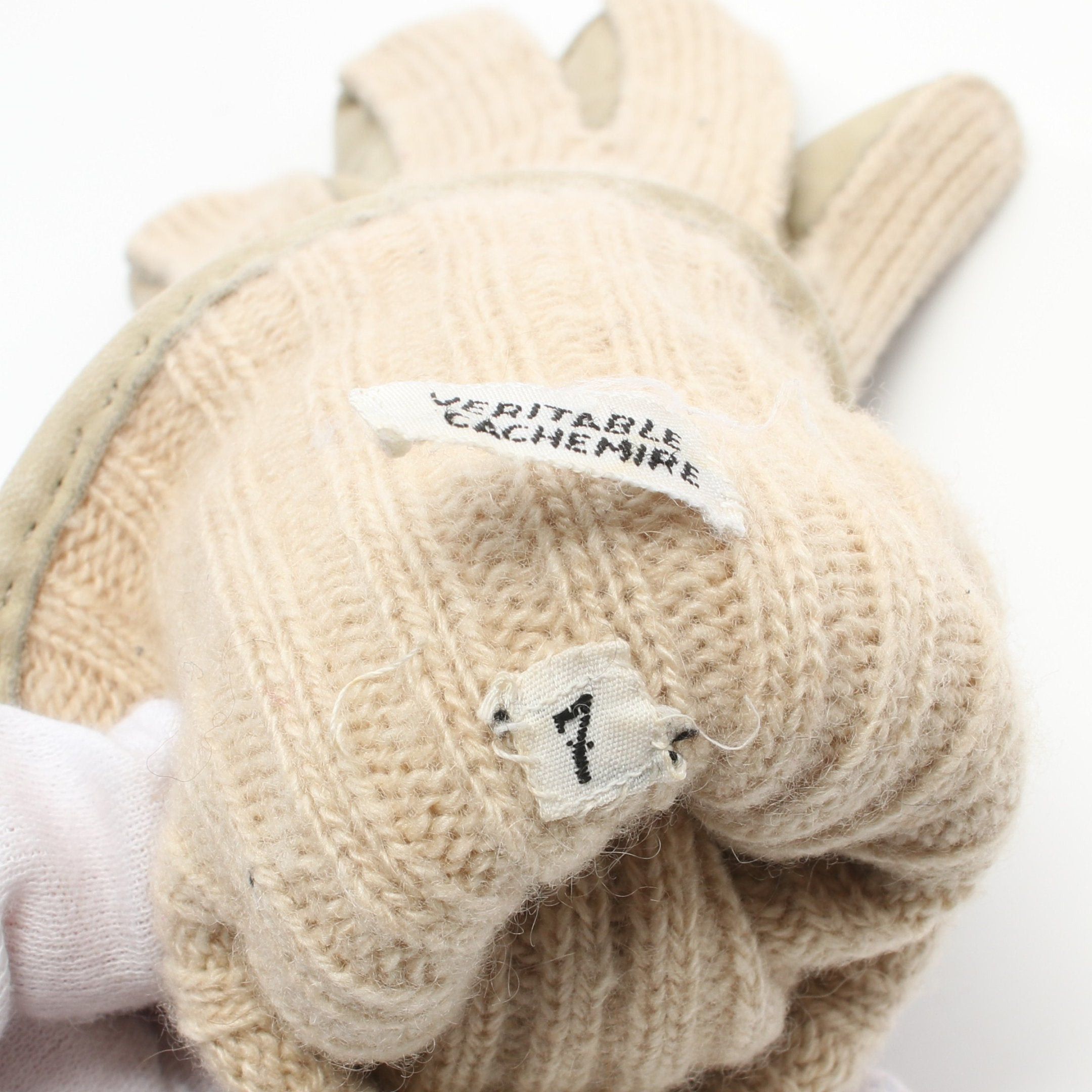 Hermes Hermes Gloves Glove Cashmere Leather Beige Size ONE SIZE - 8 Thumbnail