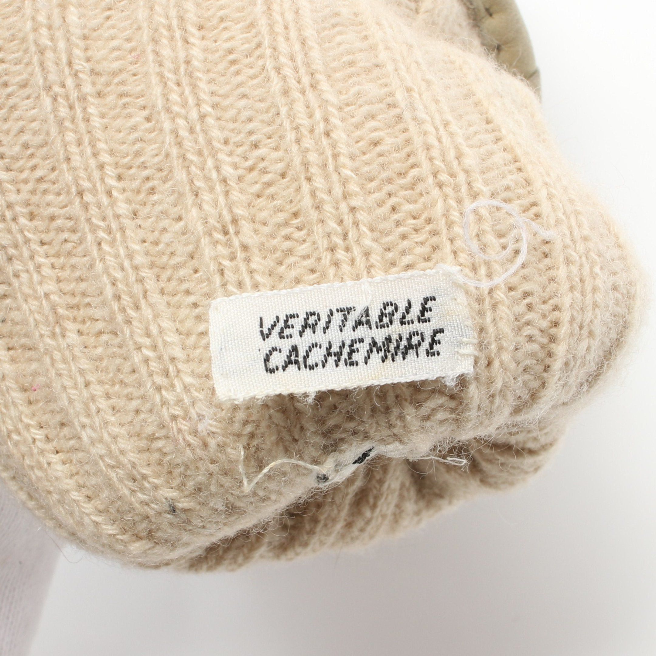 Hermes Hermes Gloves Glove Cashmere Leather Beige Size ONE SIZE - 4 Thumbnail