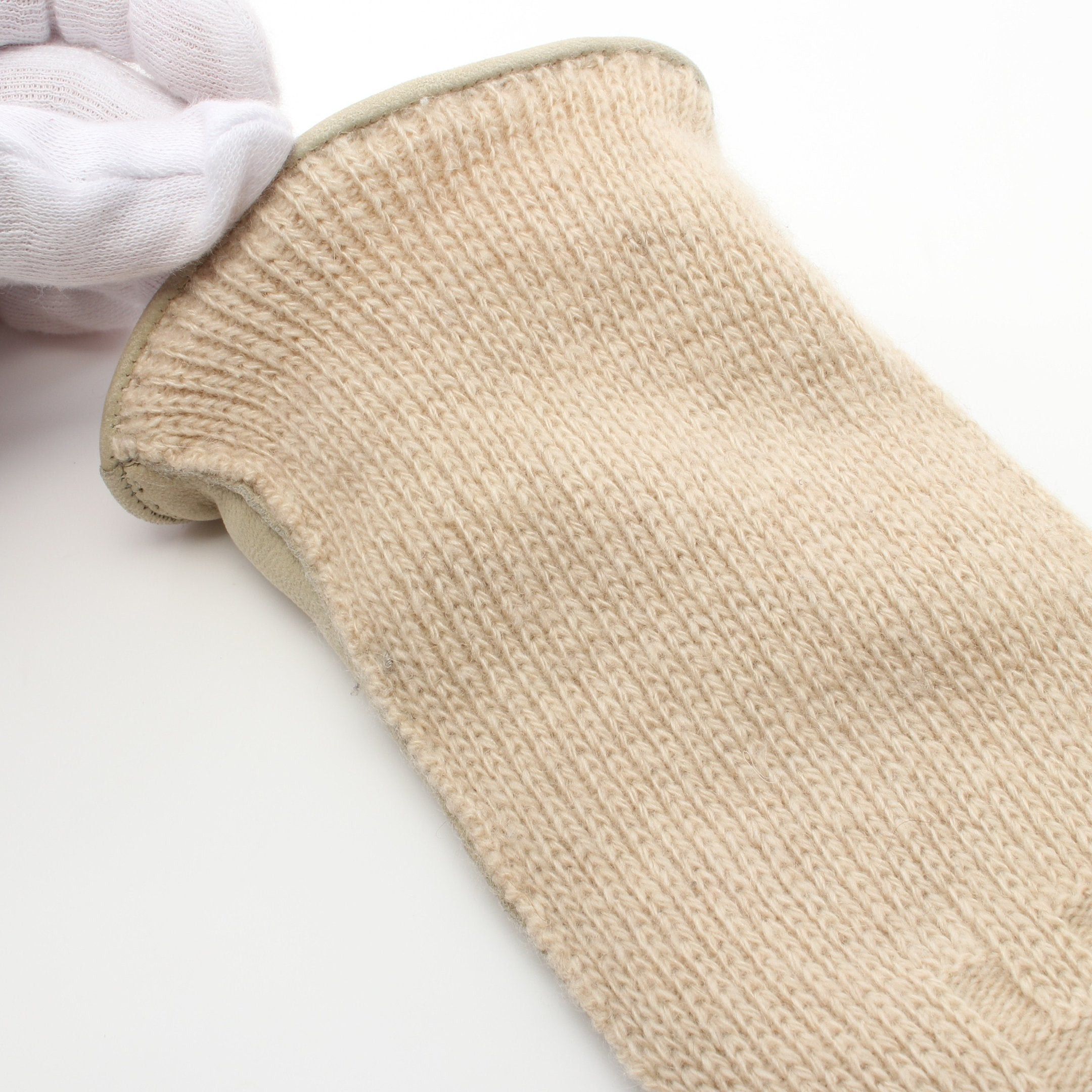 Hermes Hermes Gloves Glove Cashmere Leather Beige Size ONE SIZE - 6 Thumbnail