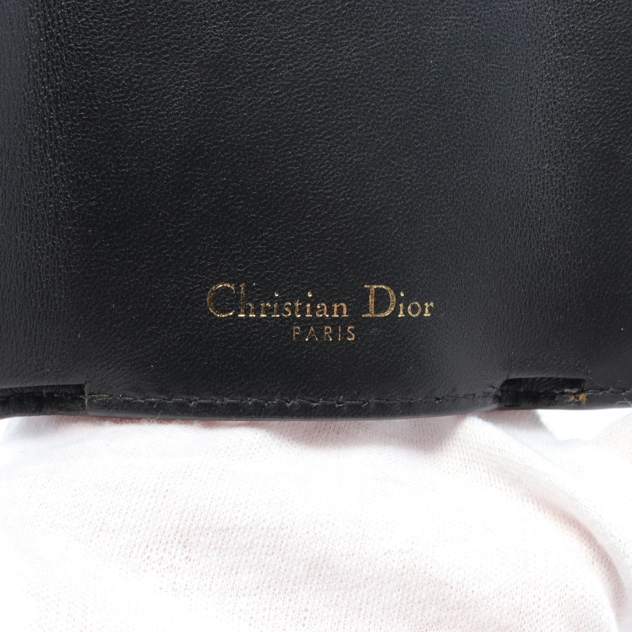 Dior Dior Cd Logo 30 Montaigne Trifold Wallet Compact Leather Black Size ONE SIZE - 4 Thumbnail