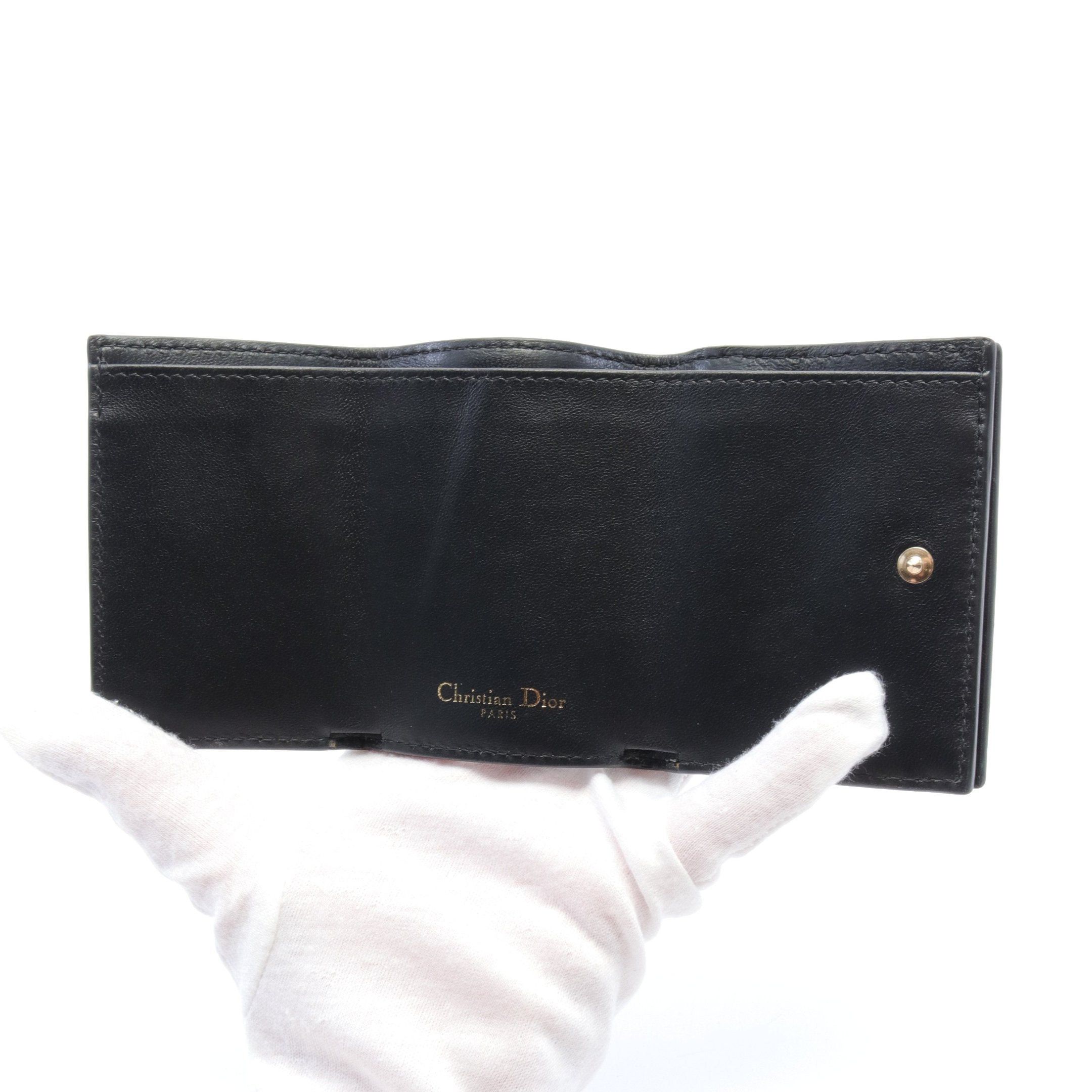 Dior Dior Cd Logo 30 Montaigne Trifold Wallet Compact Leather Black Size ONE SIZE - 3 Thumbnail