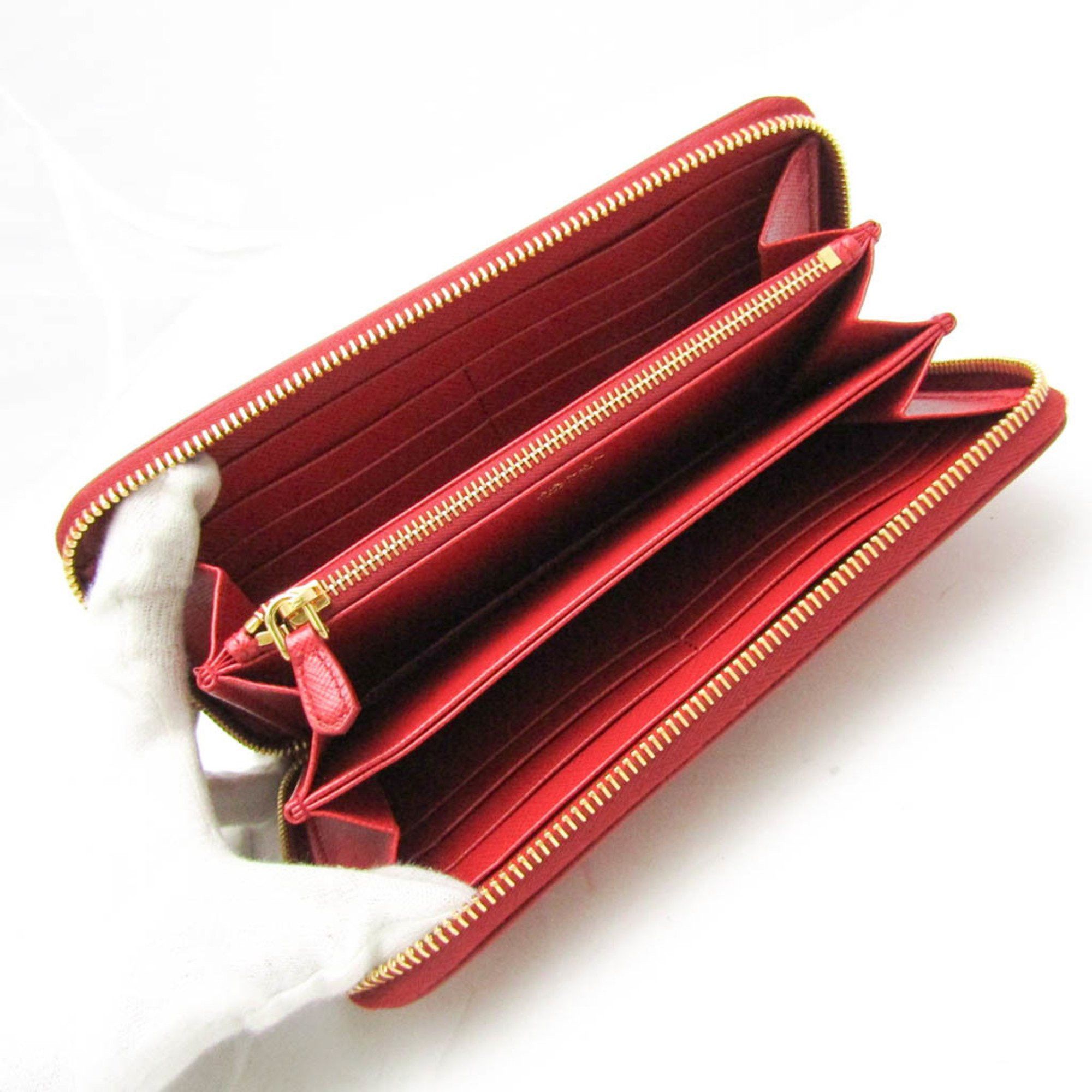 Prada Prada Saffiano SHINE 1ML506 Women's Leather Long Wallet (bi-fold) Red Color Size ONE SIZE - 3 Thumbnail