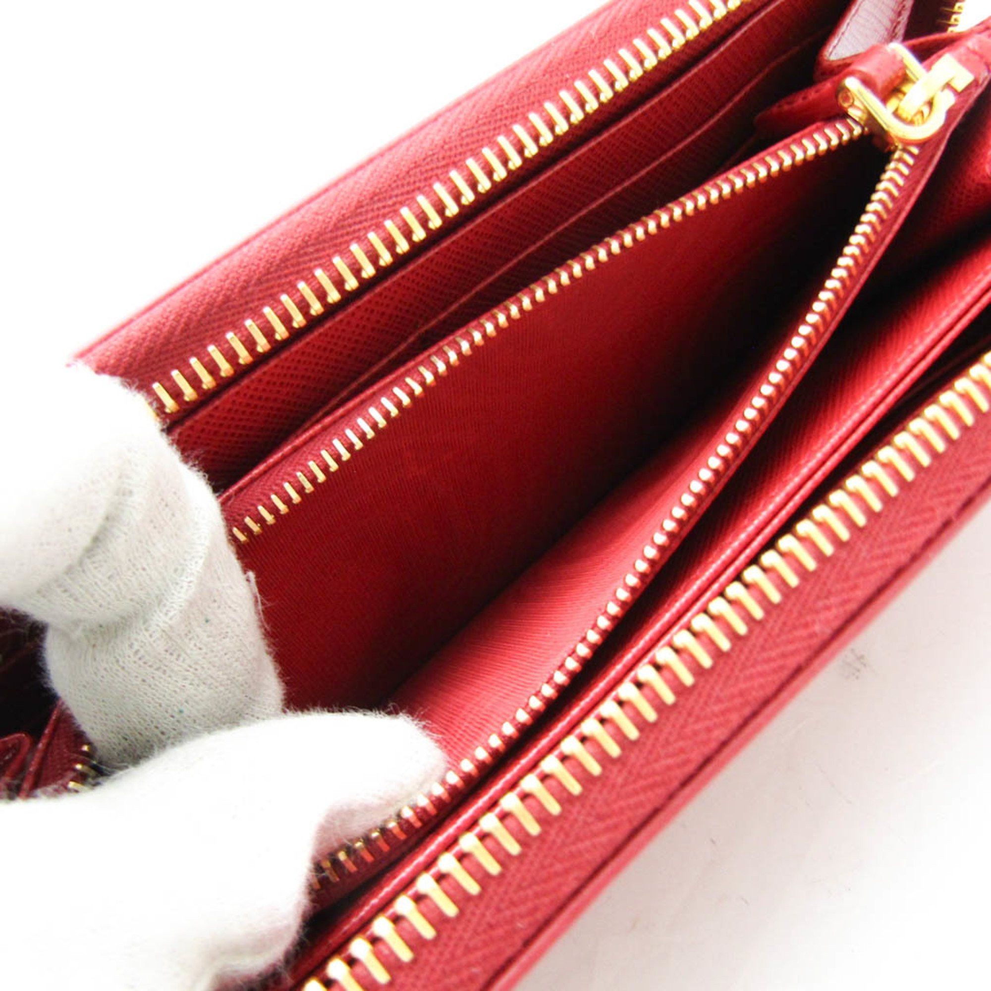 Prada Prada Saffiano SHINE 1ML506 Women's Leather Long Wallet (bi-fold) Red Color Size ONE SIZE - 4 Thumbnail