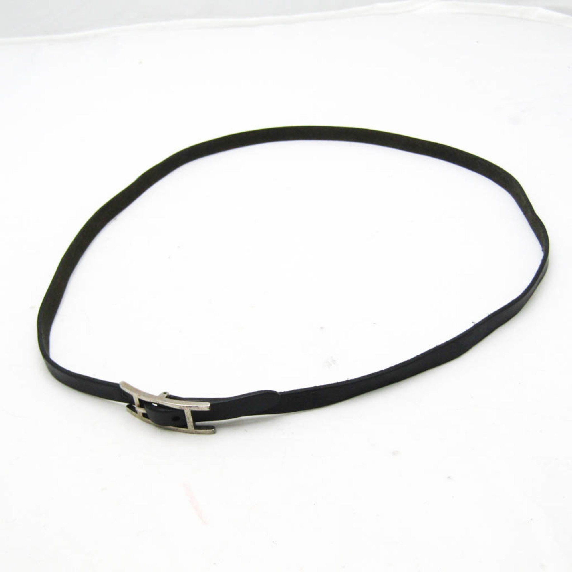 Hermes Hermes Hapi Triple Bracelet Choker Leather,Metal No Stone Bangle Black,Silver Size ONE SIZE - 4 Thumbnail